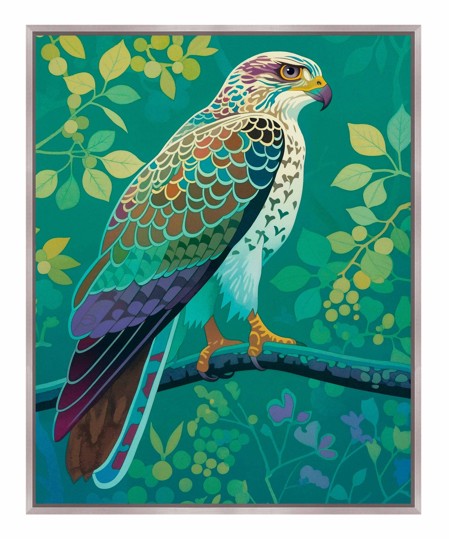 Vibrant Vigil - Hawk in Lush Canopy - Gallery Wrapped Canvas