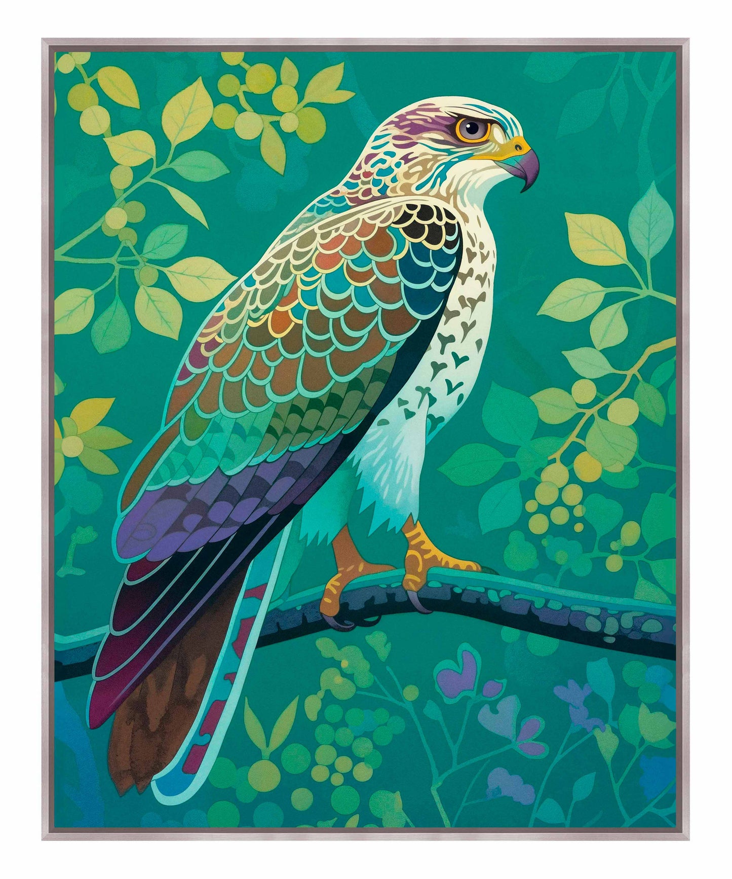 Vibrant Vigil - Hawk in Lush Canopy - Gallery Wrapped Canvas