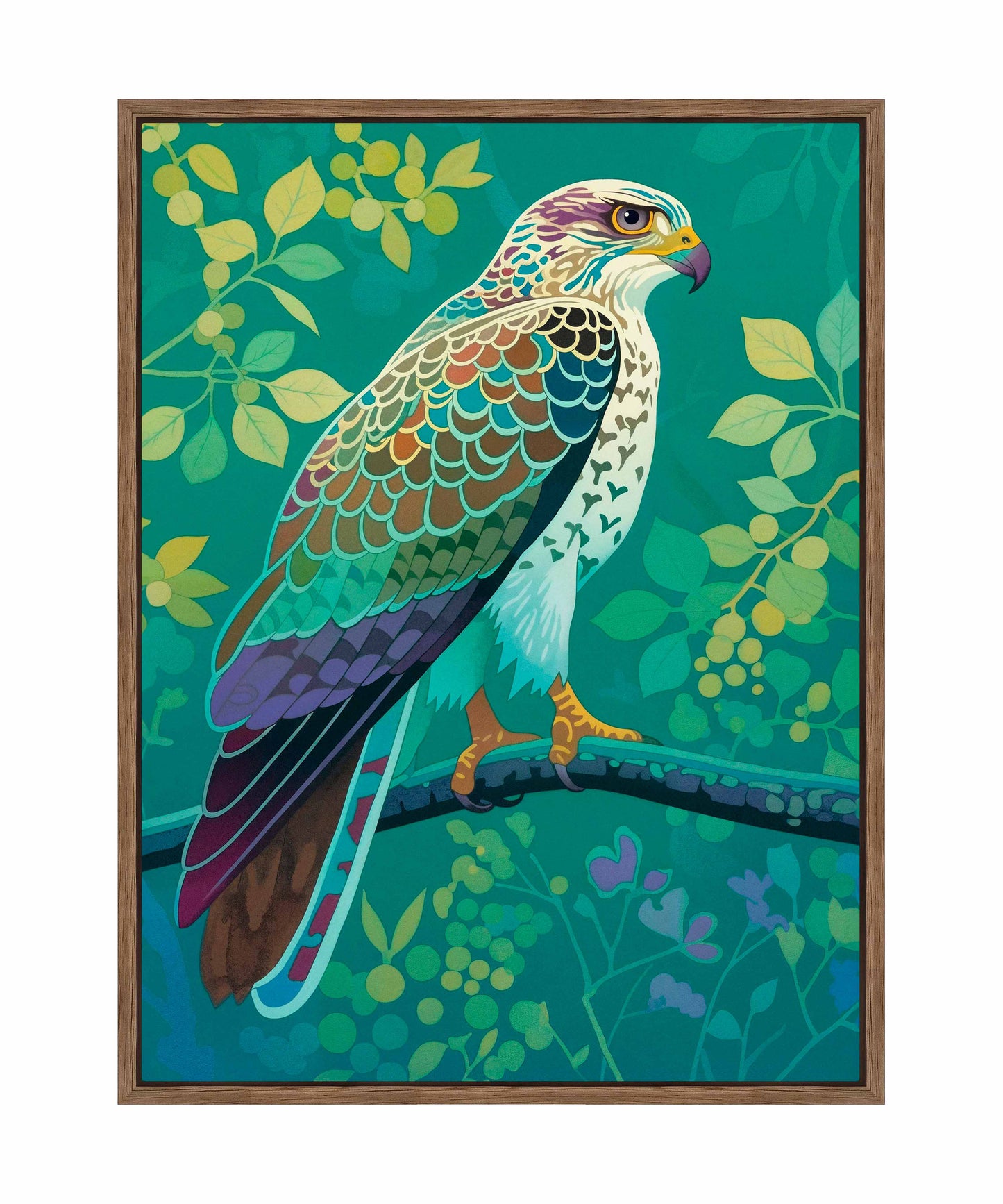 Vibrant Vigil - Hawk in Lush Canopy - Gallery Wrapped Canvas
