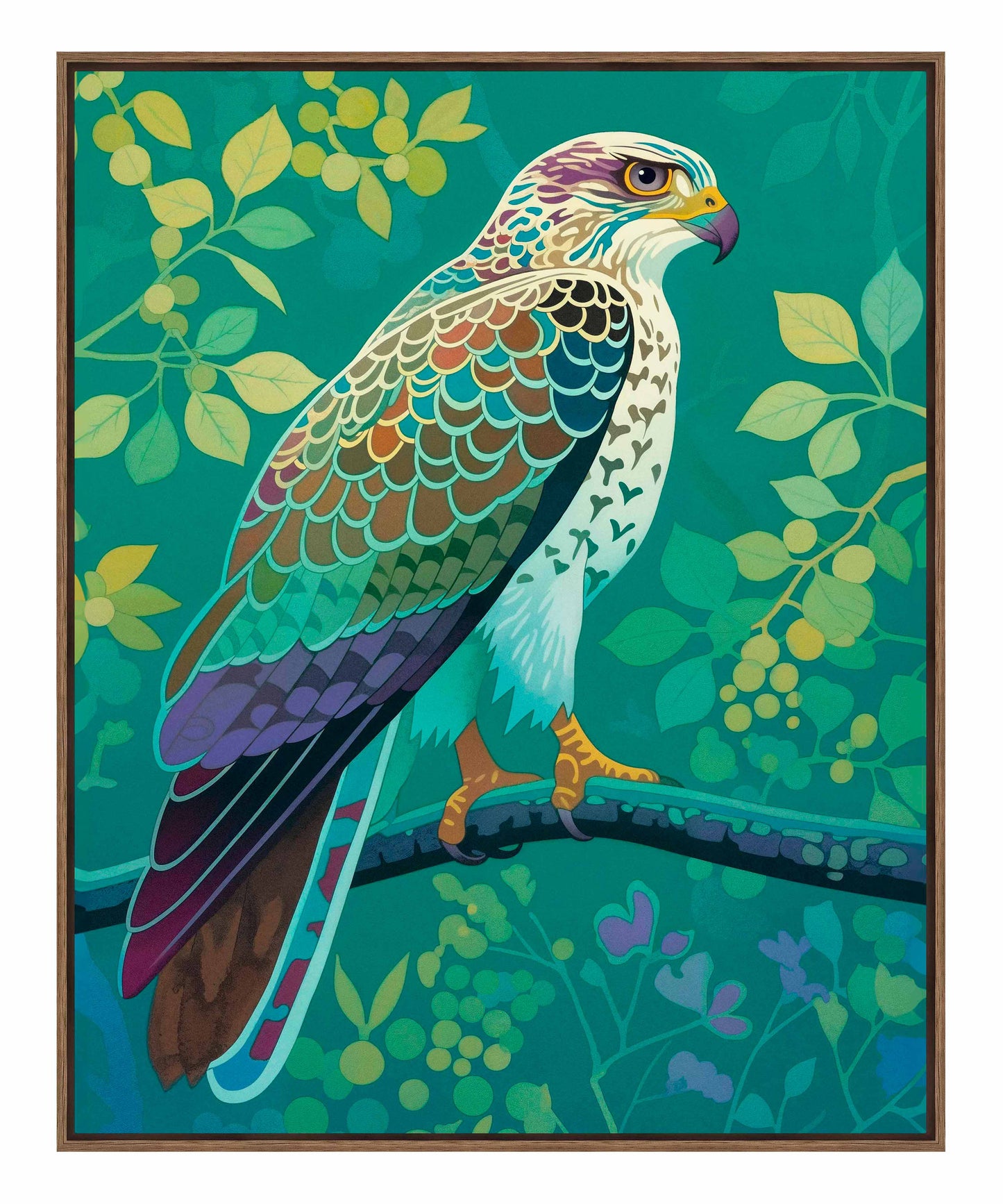Vibrant Vigil - Hawk in Lush Canopy - Gallery Wrapped Canvas