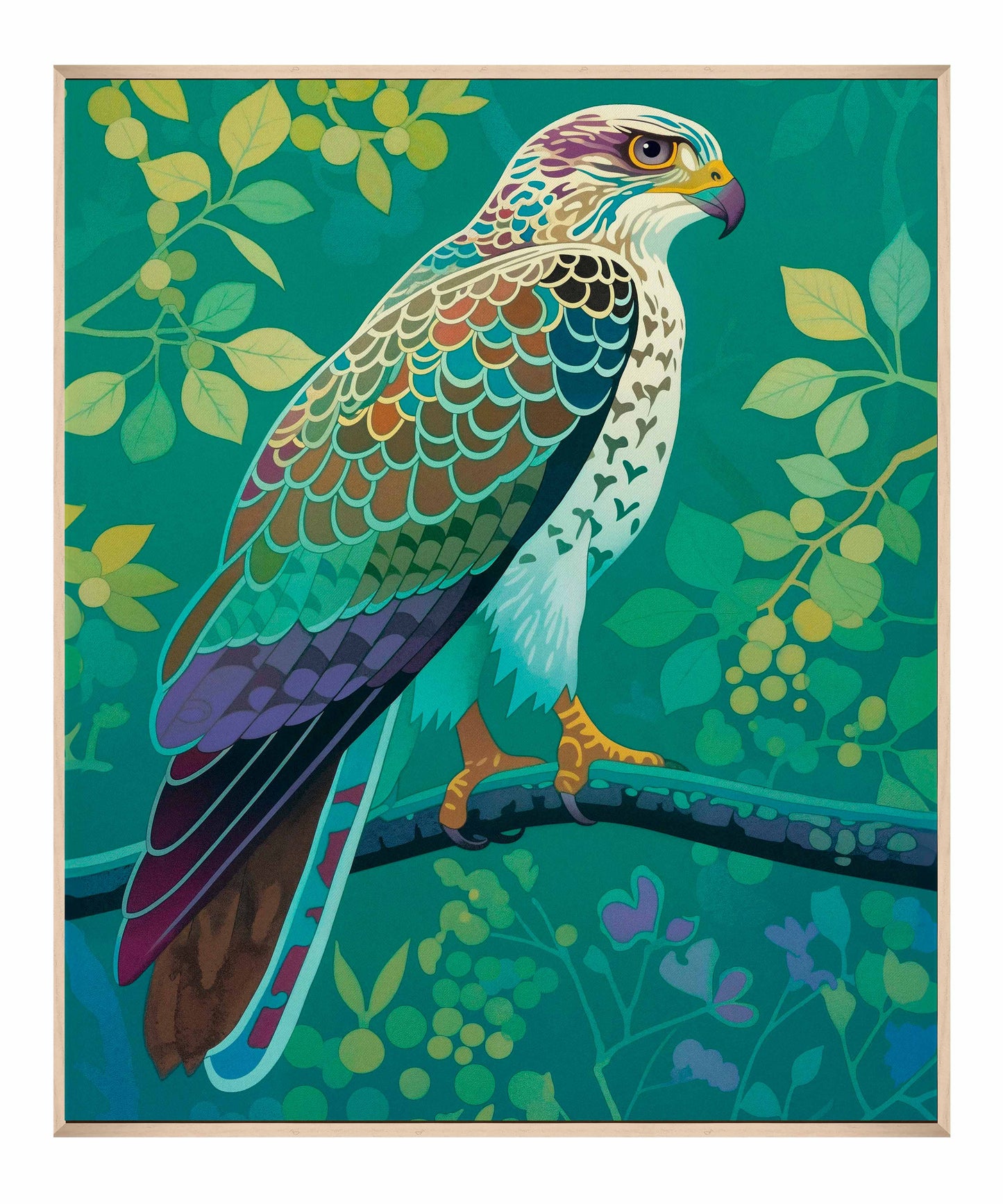Vibrant Vigil - Hawk in Lush Canopy - Gallery Wrapped Canvas