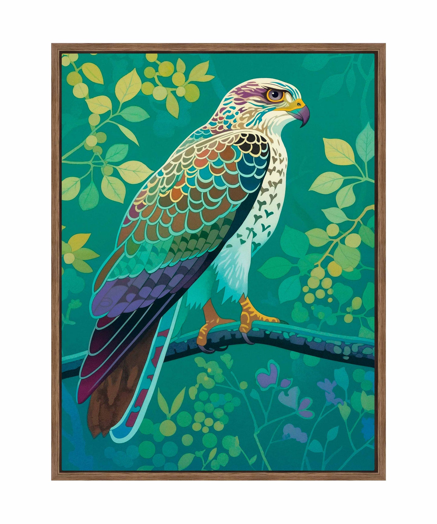 Vibrant Vigil - Hawk in Lush Canopy - Gallery Wrapped Canvas