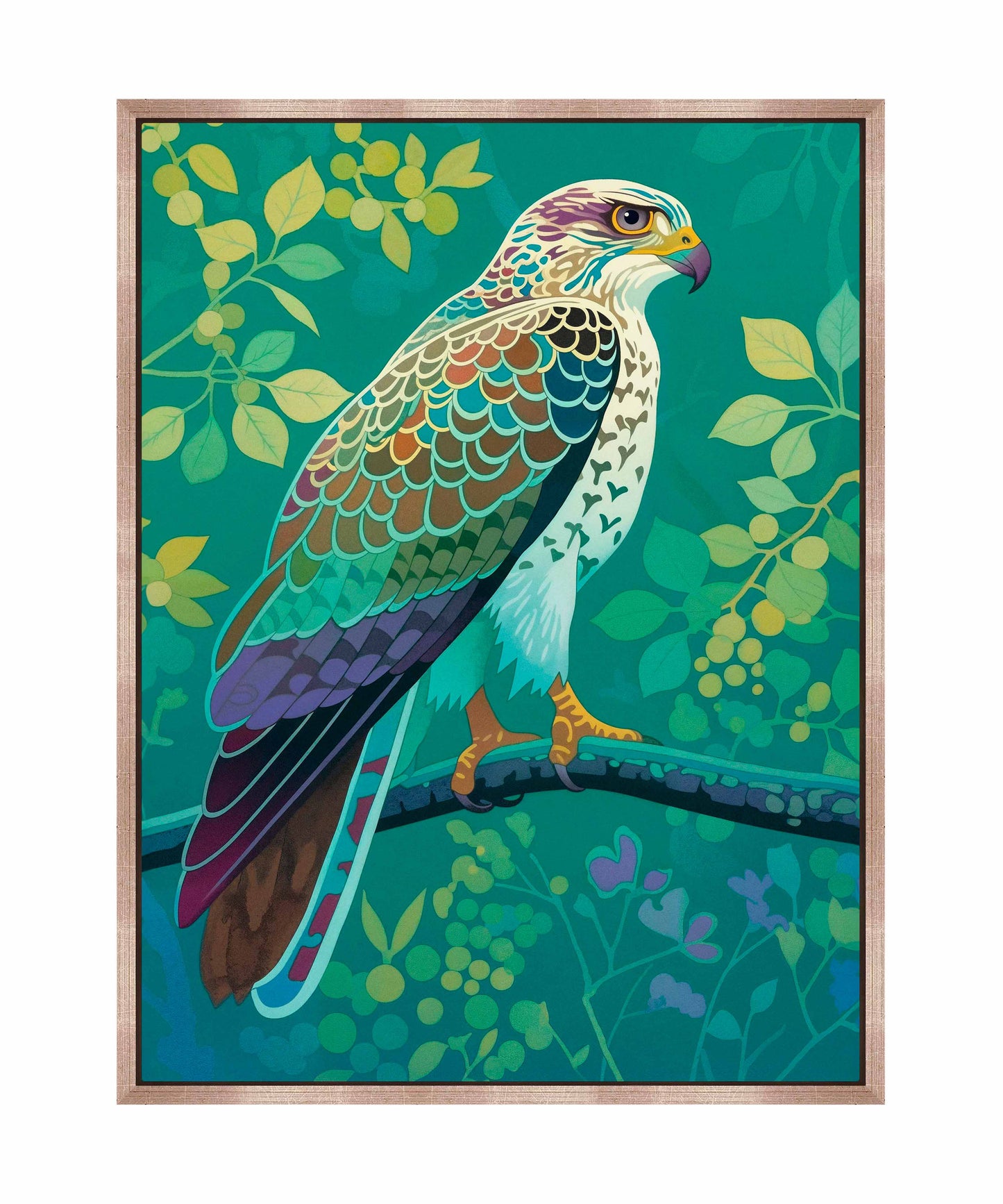 Vibrant Vigil - Hawk in Lush Canopy - Gallery Wrapped Canvas