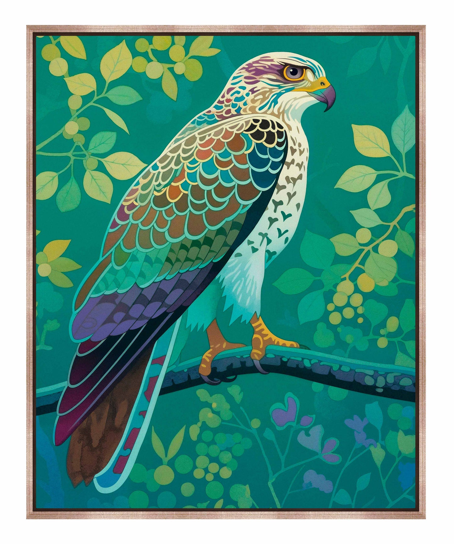 Vibrant Vigil - Hawk in Lush Canopy - Gallery Wrapped Canvas