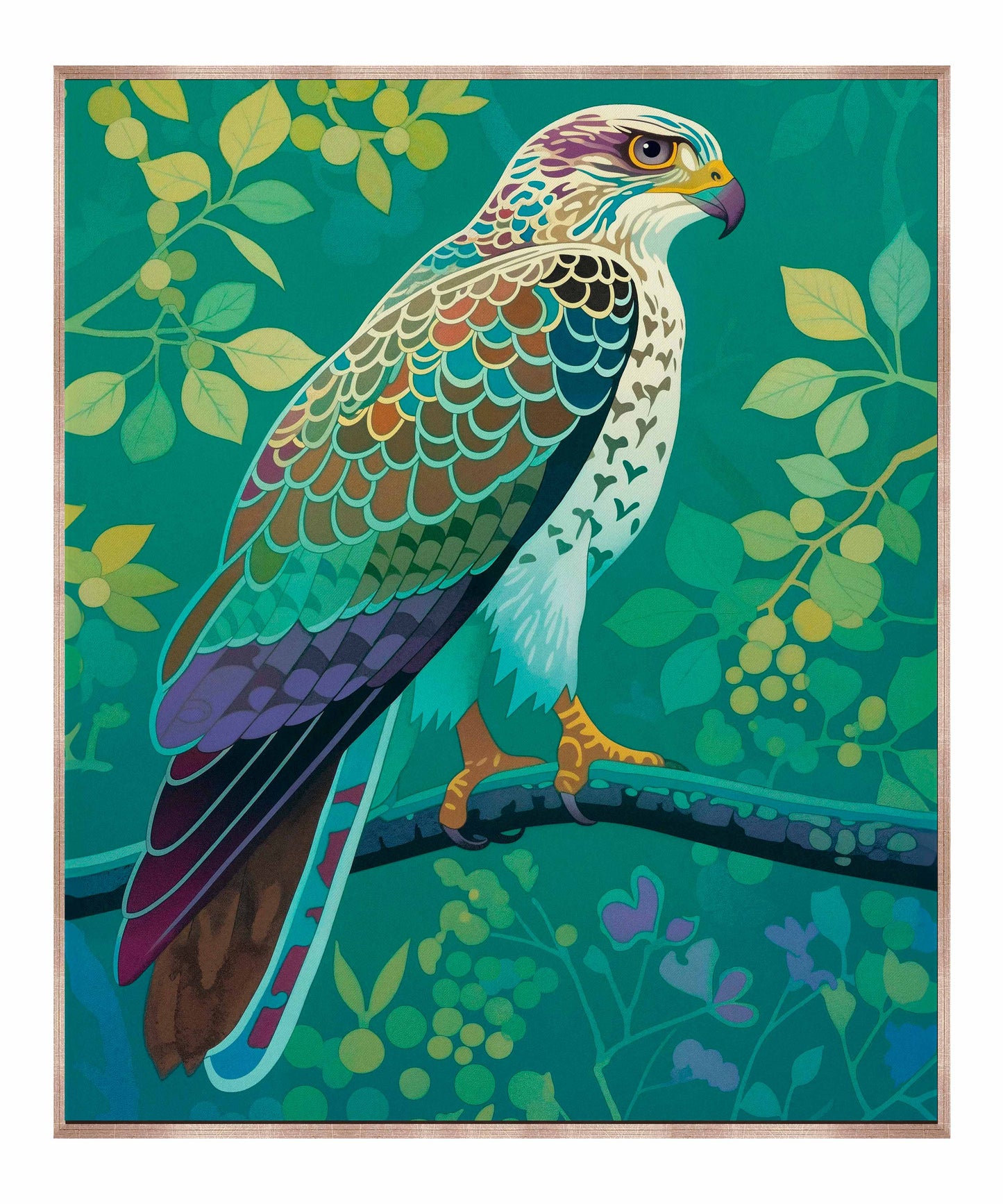 Vibrant Vigil - Hawk in Lush Canopy - Gallery Wrapped Canvas