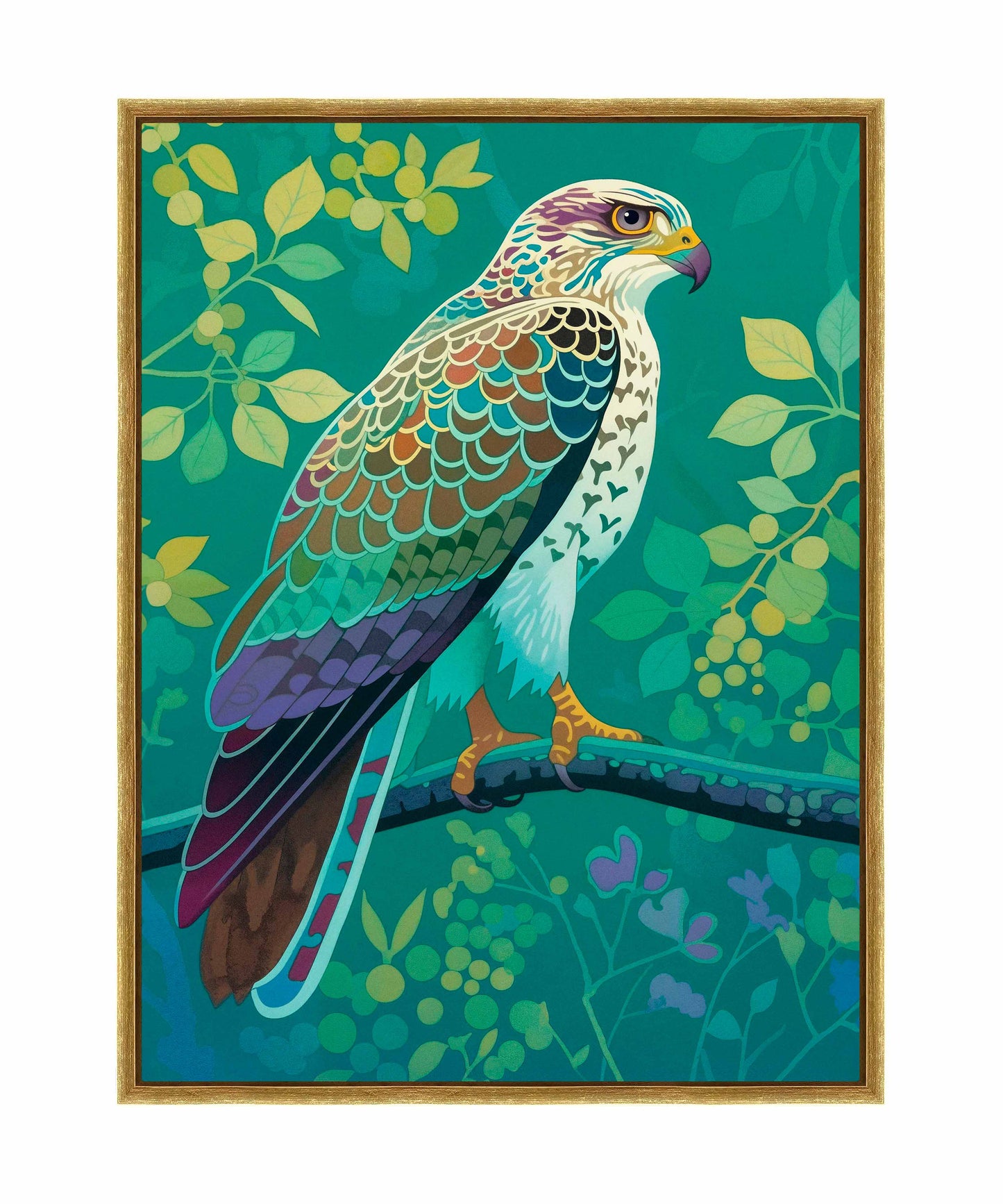 Vibrant Vigil - Hawk in Lush Canopy - Gallery Wrapped Canvas