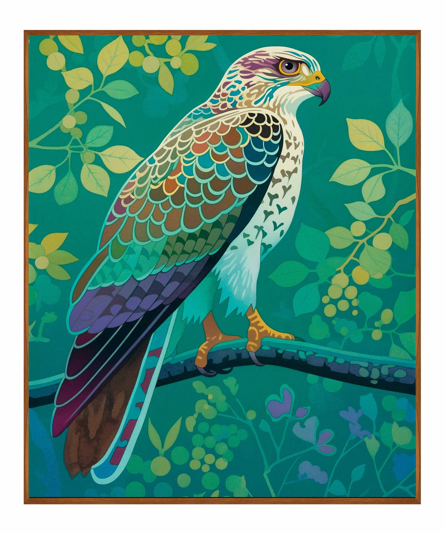 Vibrant Vigil - Hawk in Lush Canopy - Gallery Wrapped Canvas