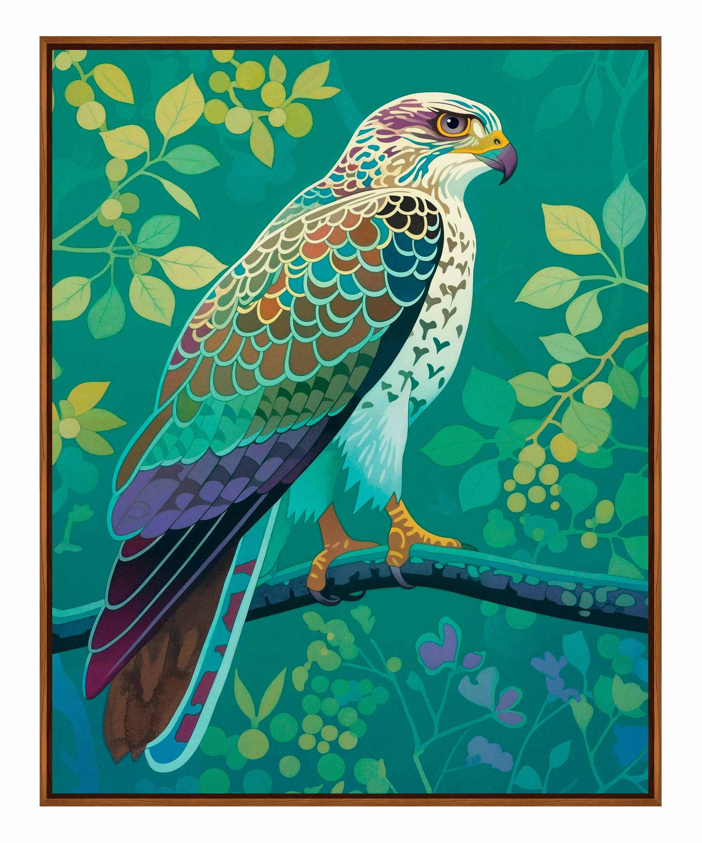 Vibrant Vigil - Hawk in Lush Canopy - Gallery Wrapped Canvas