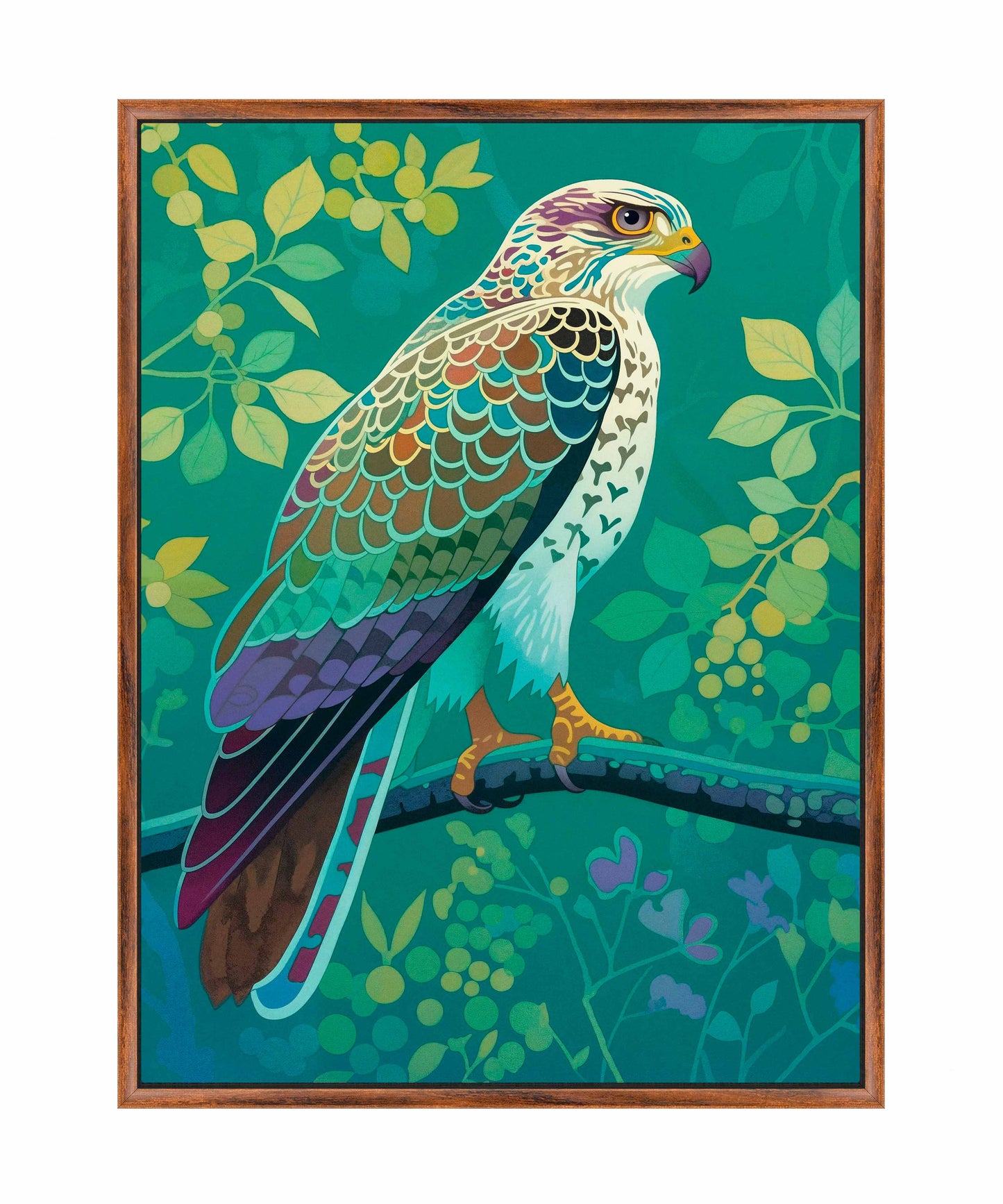 Vibrant Vigil - Hawk in Lush Canopy - Gallery Wrapped Canvas
