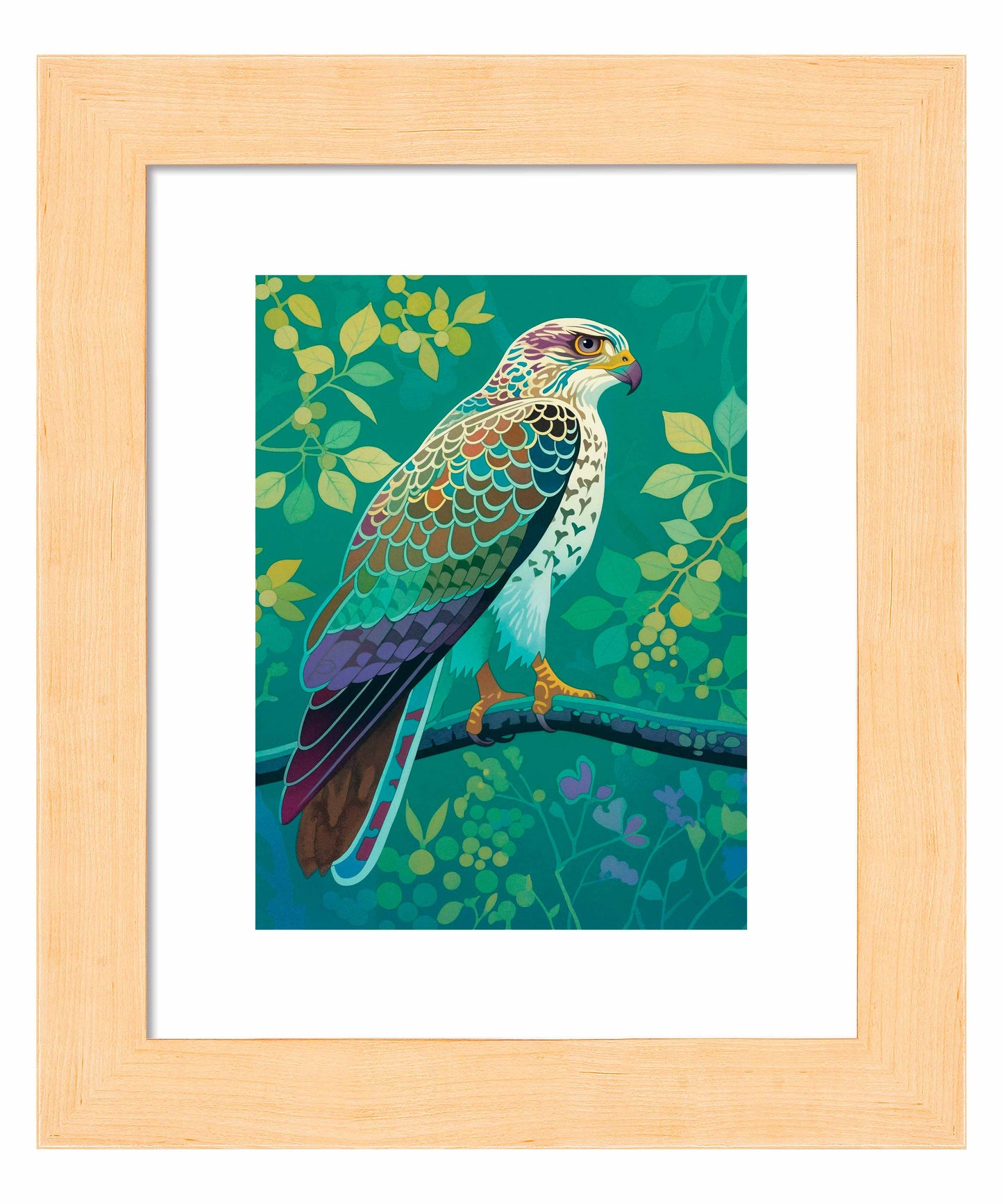 Vibrant Vigil - Hawk in Lush Canopy - Art Prints