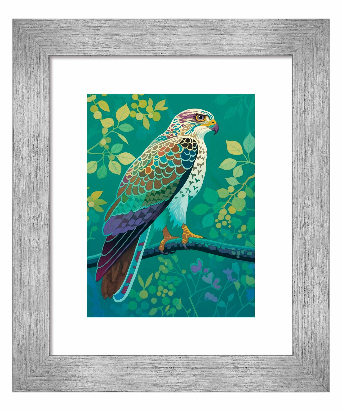 Vibrant Vigil - Hawk in Lush Canopy - Art Prints