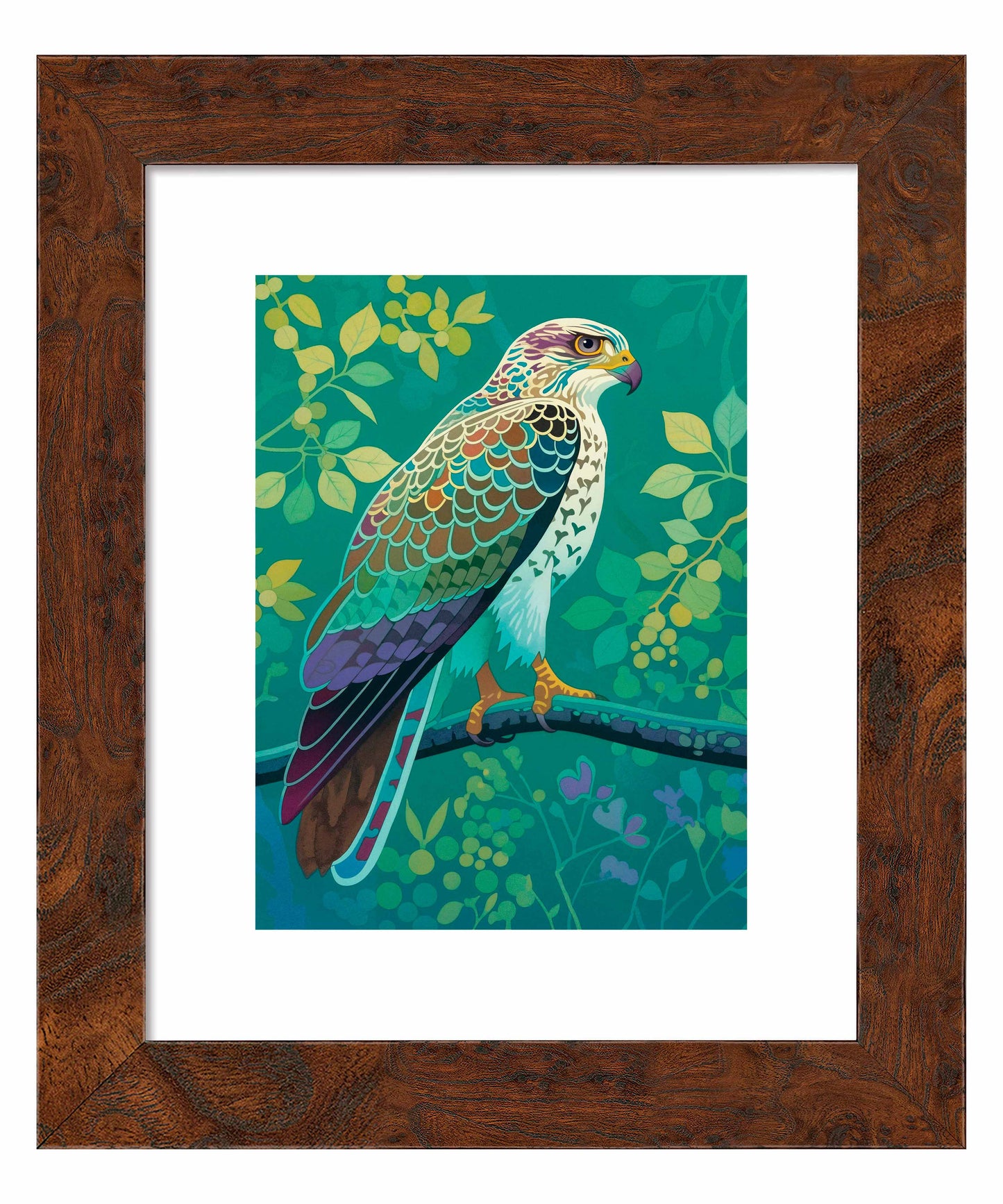 Vibrant Vigil - Hawk in Lush Canopy - Art Prints