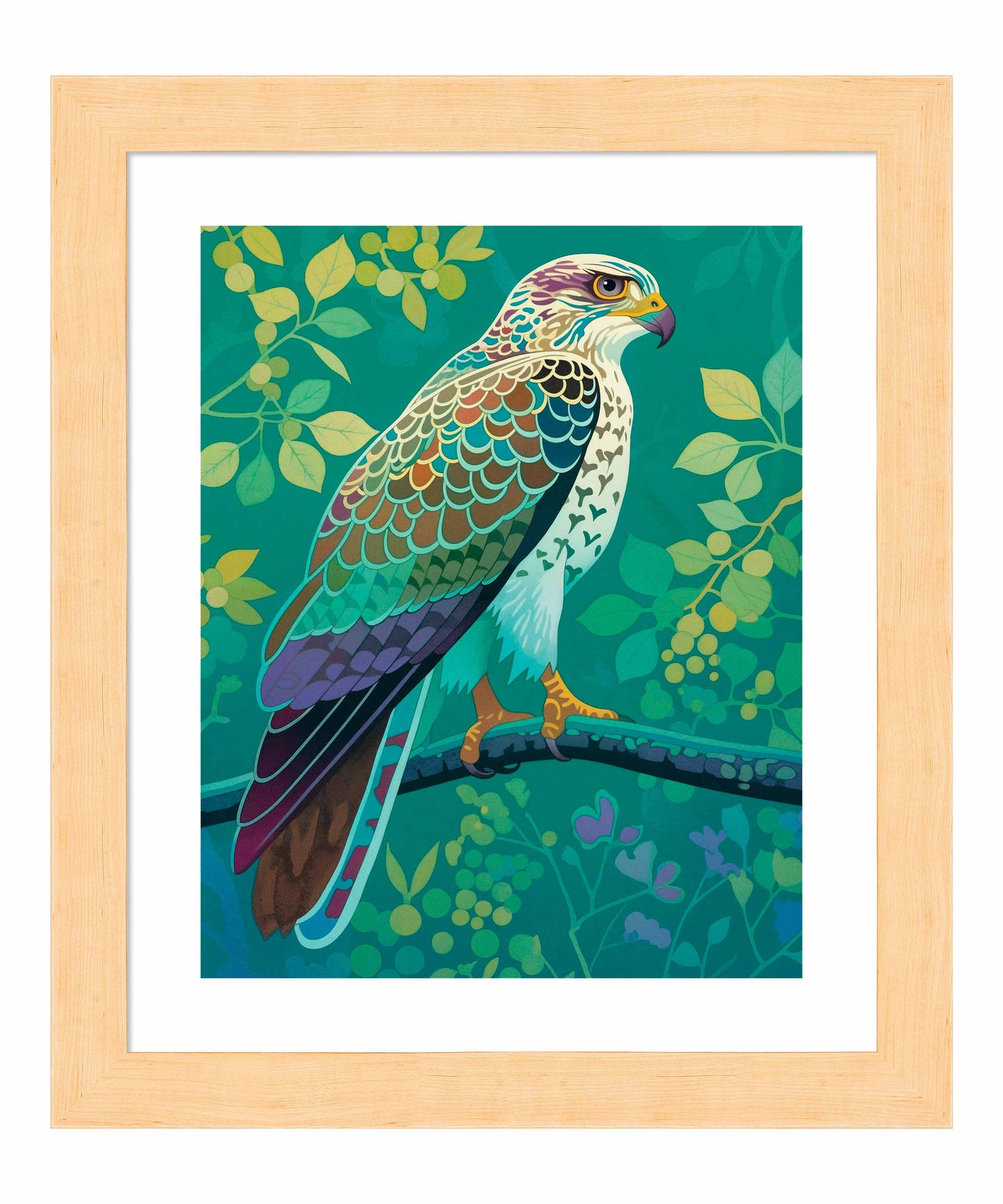 Vibrant Vigil - Hawk in Lush Canopy - Art Prints