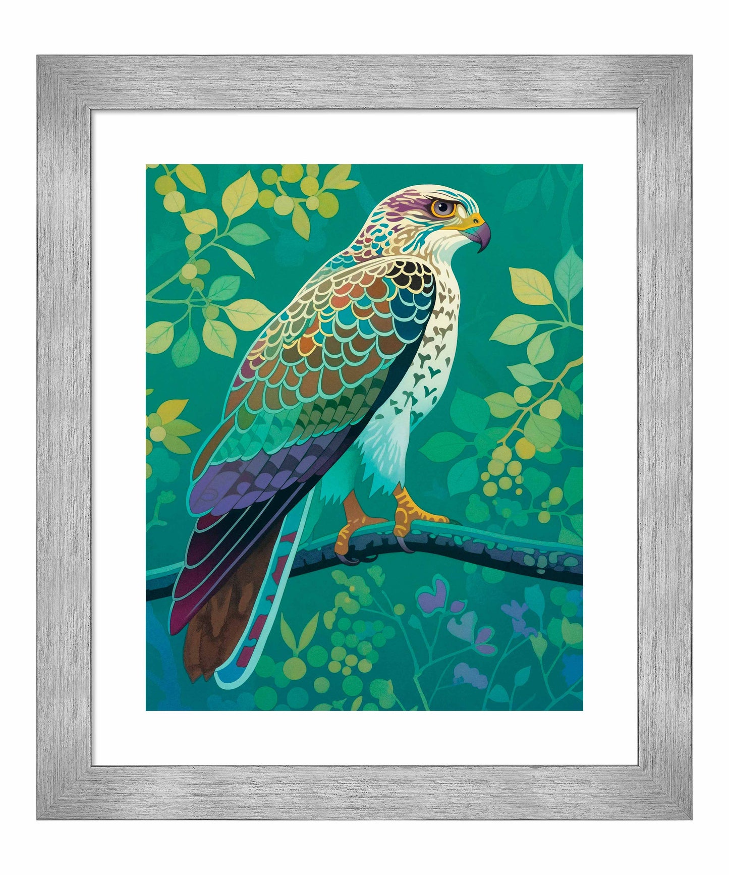 Vibrant Vigil - Hawk in Lush Canopy - Art Prints