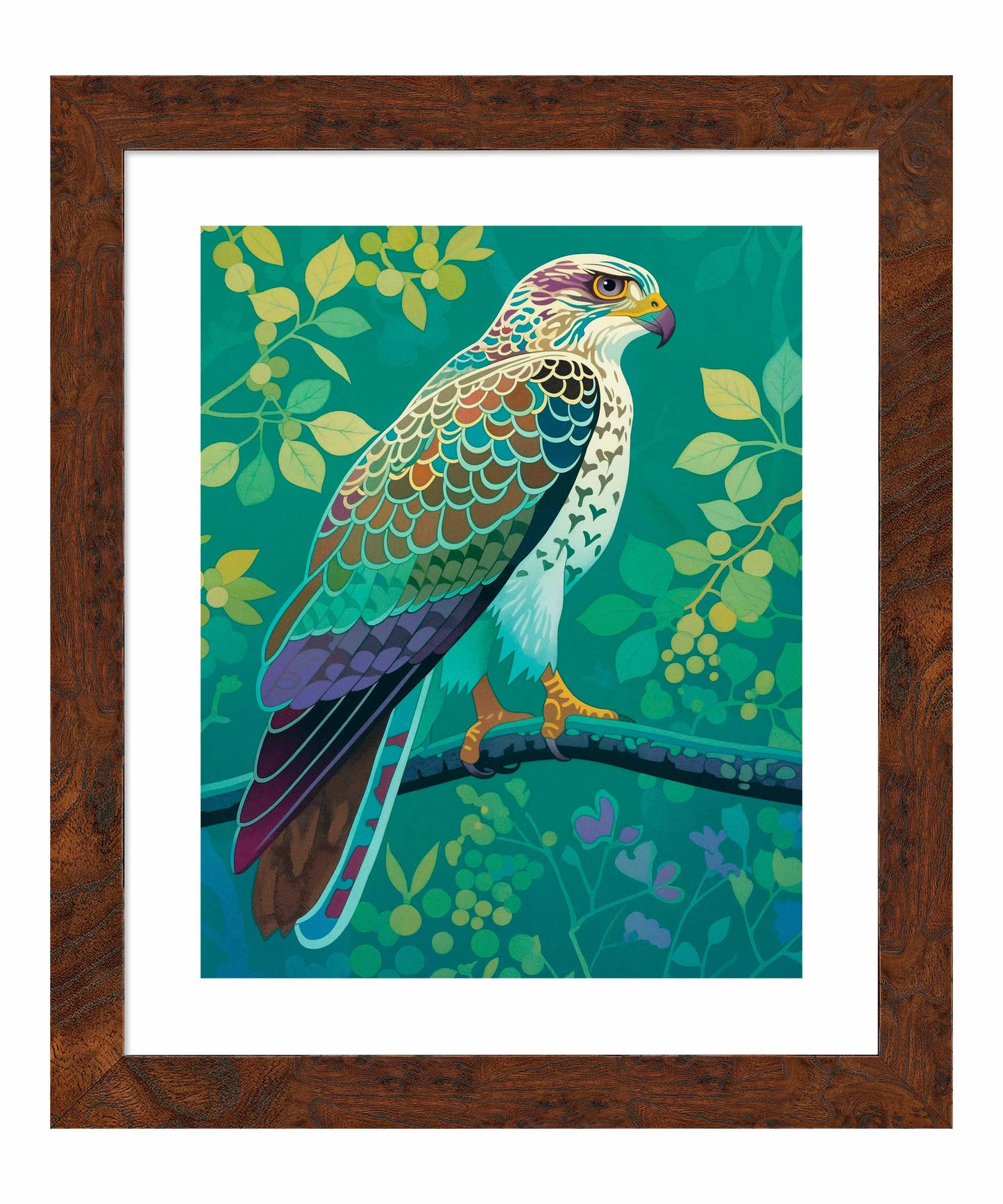 Vibrant Vigil - Hawk in Lush Canopy - Art Prints