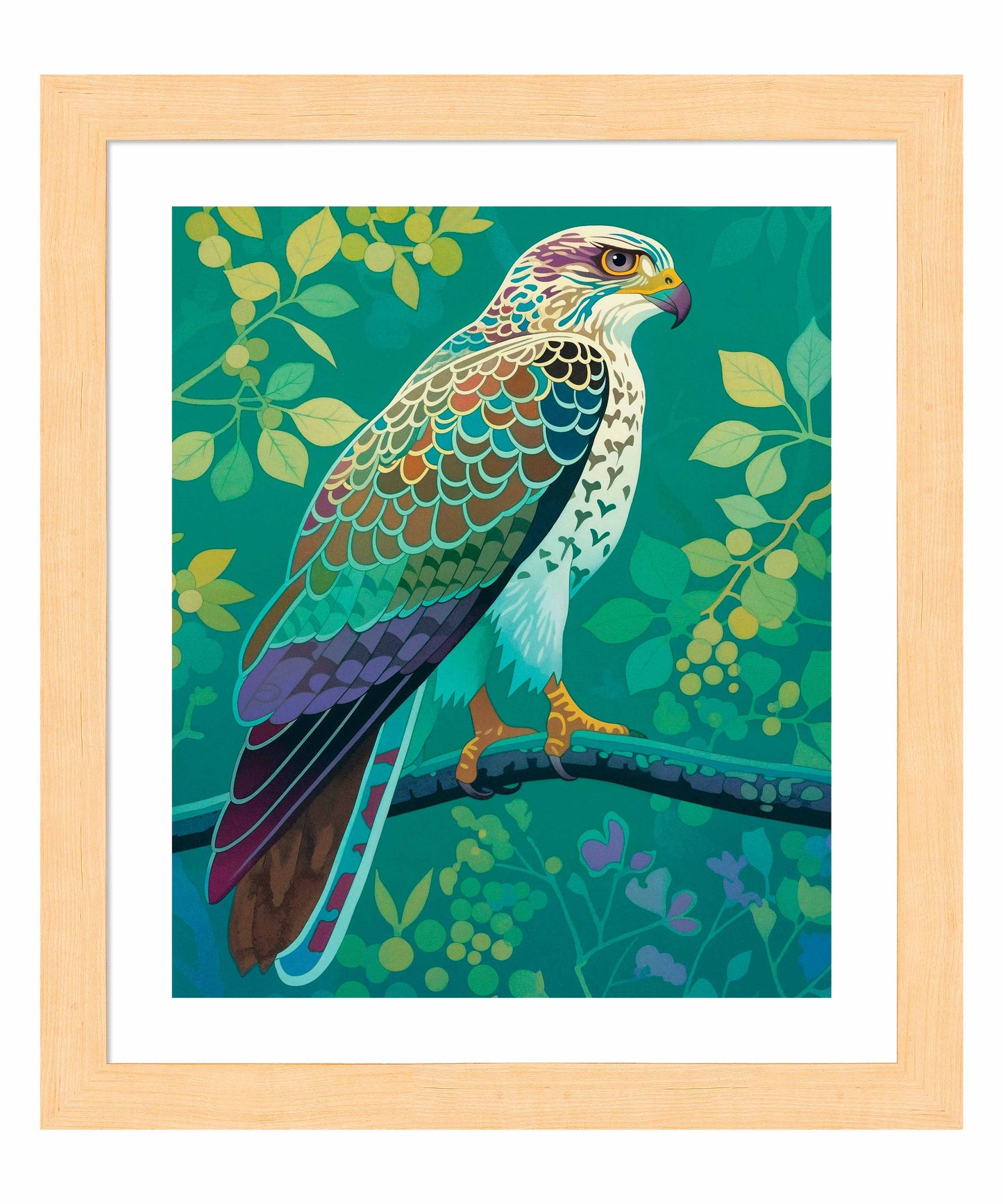Vibrant Vigil - Hawk in Lush Canopy - Art Prints