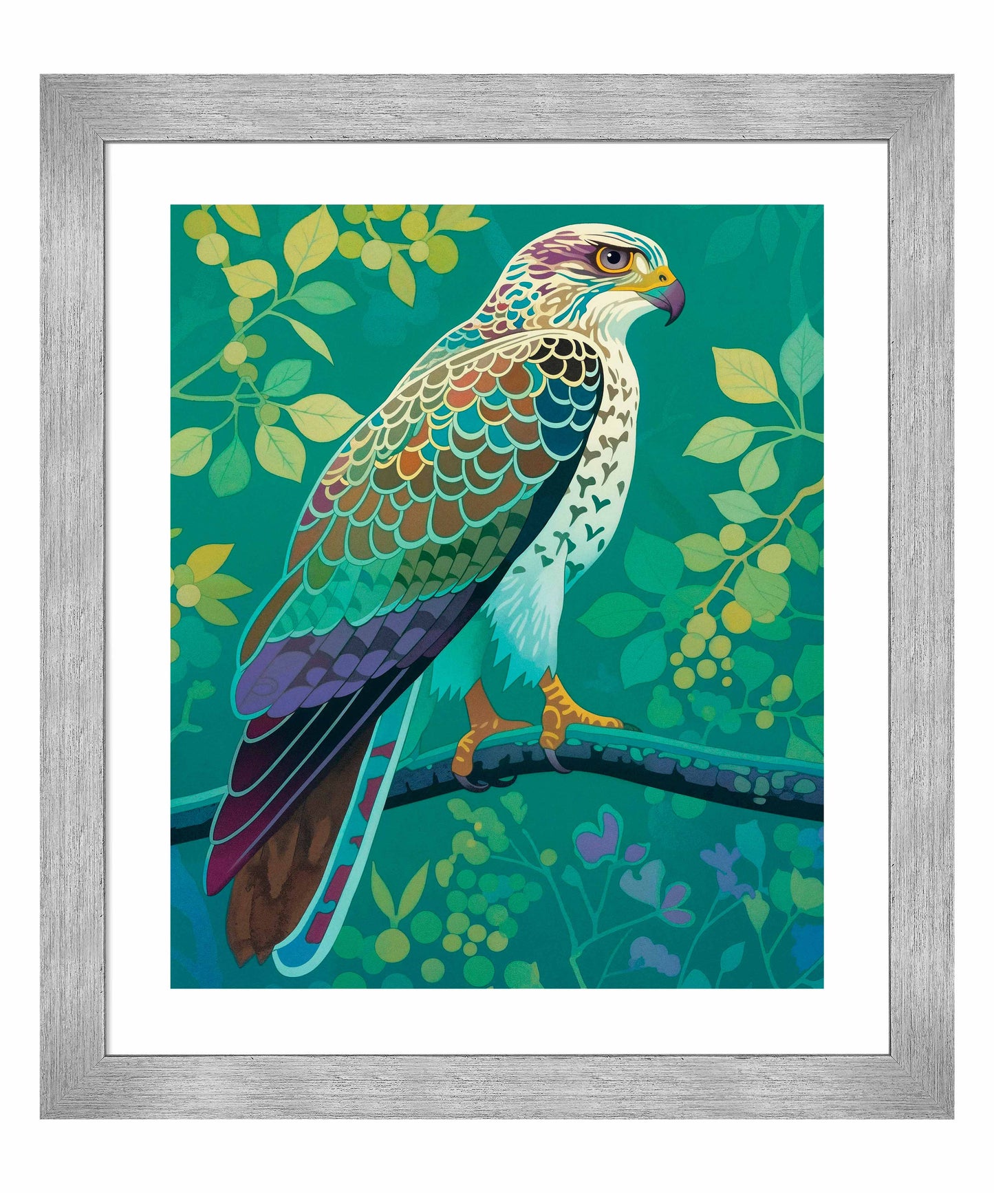 Vibrant Vigil - Hawk in Lush Canopy - Art Prints
