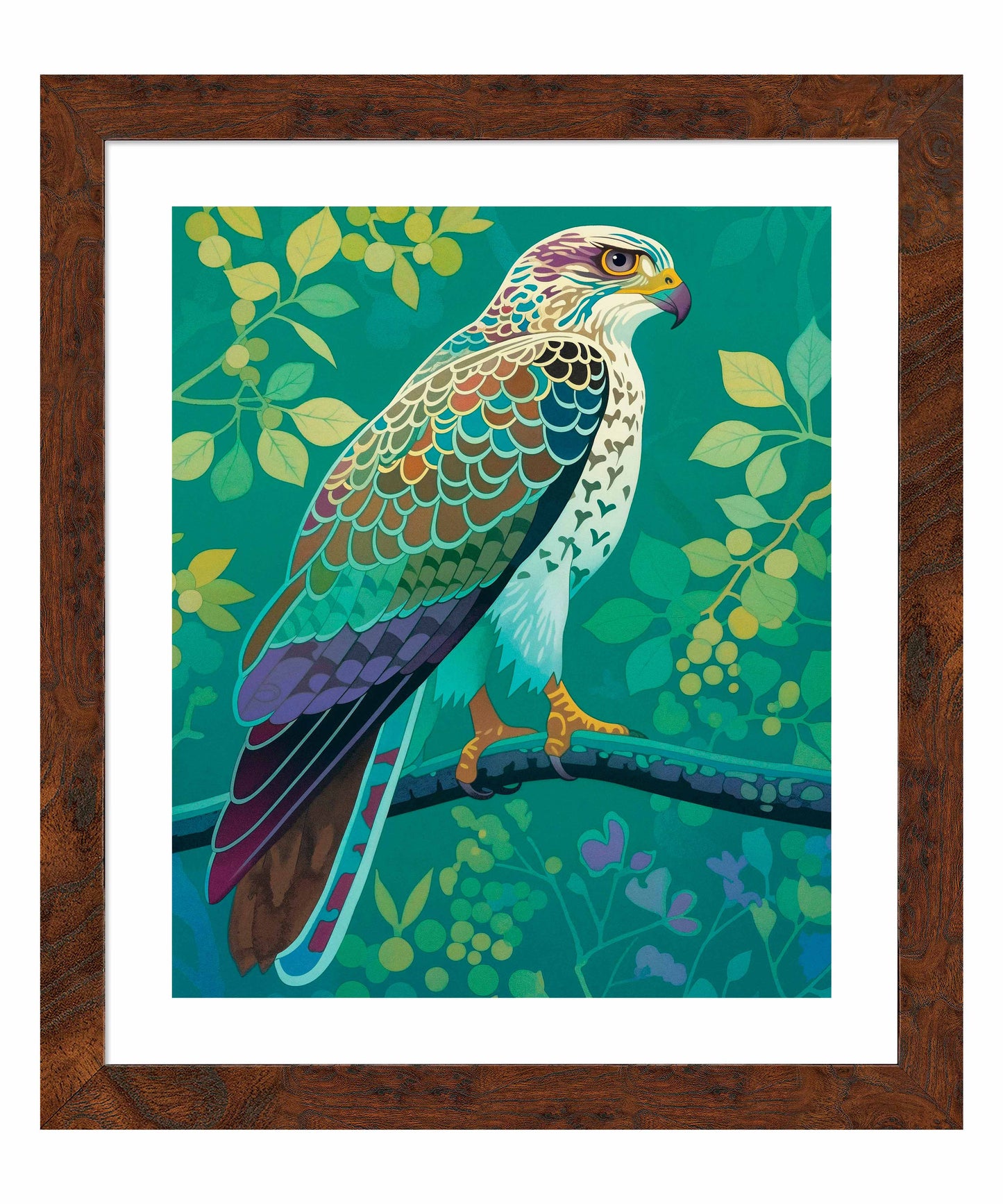 Vibrant Vigil - Hawk in Lush Canopy - Art Prints