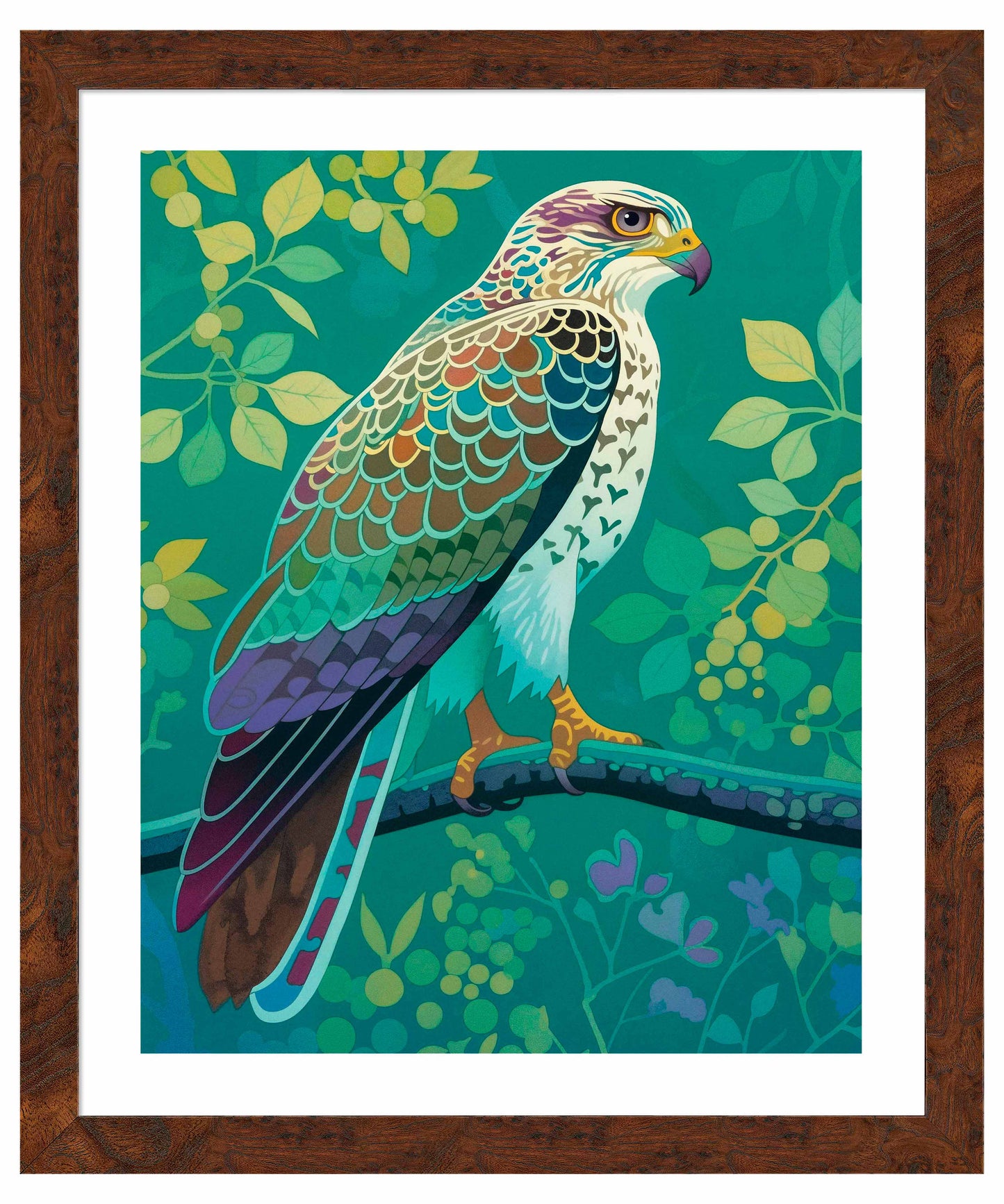 Vibrant Vigil - Hawk in Lush Canopy - Art Prints