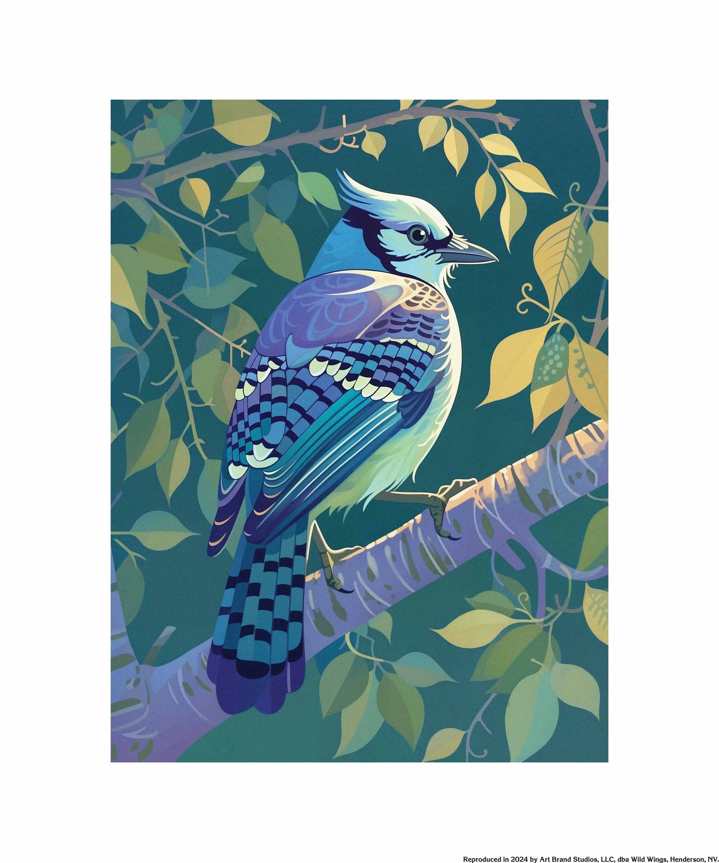 Morning Radiance - Blue Jay in Lush Foliage - Art Prints