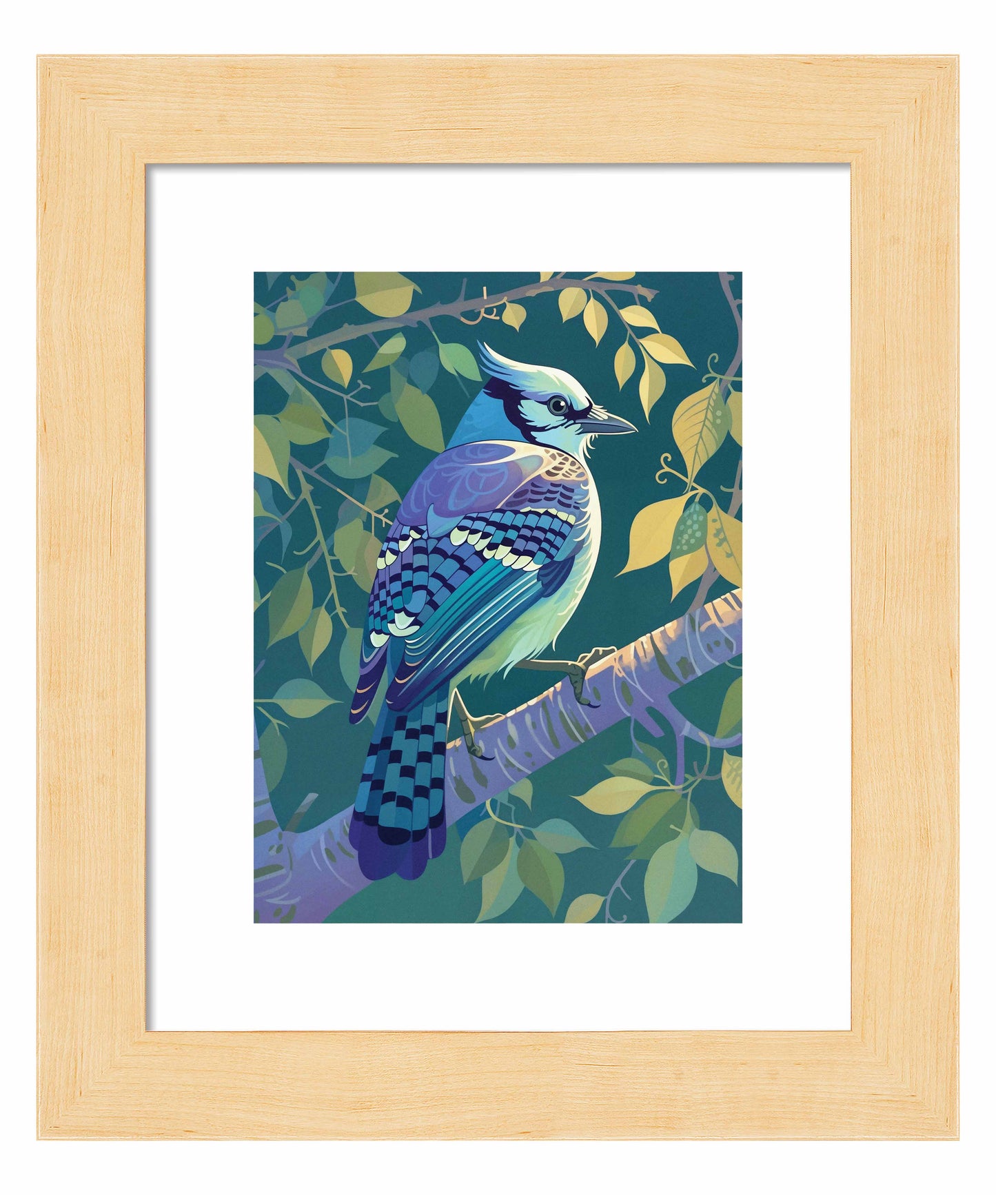 Morning Radiance - Blue Jay in Lush Foliage - Art Prints