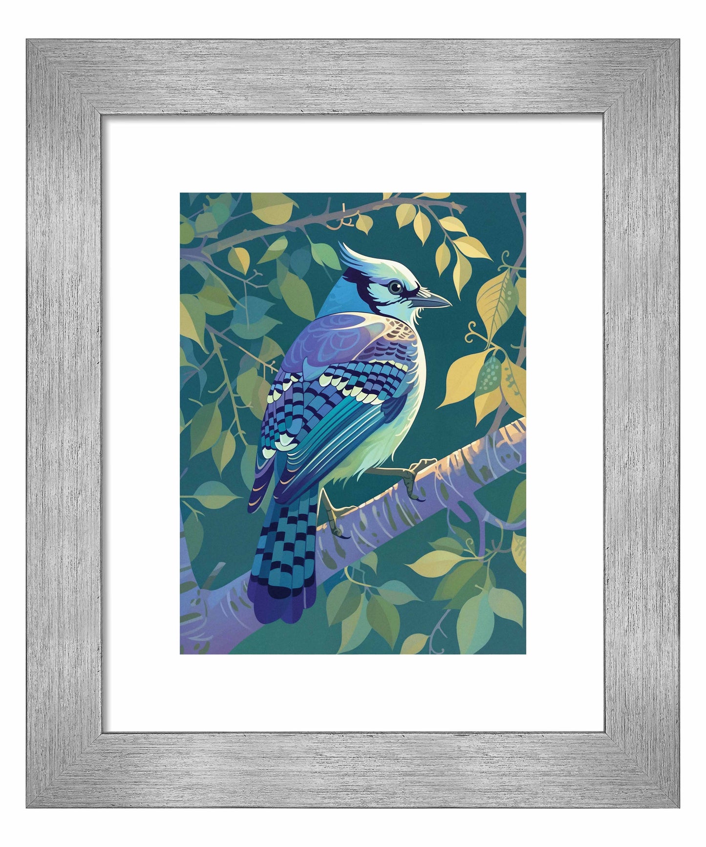 Morning Radiance - Blue Jay in Lush Foliage - Art Prints