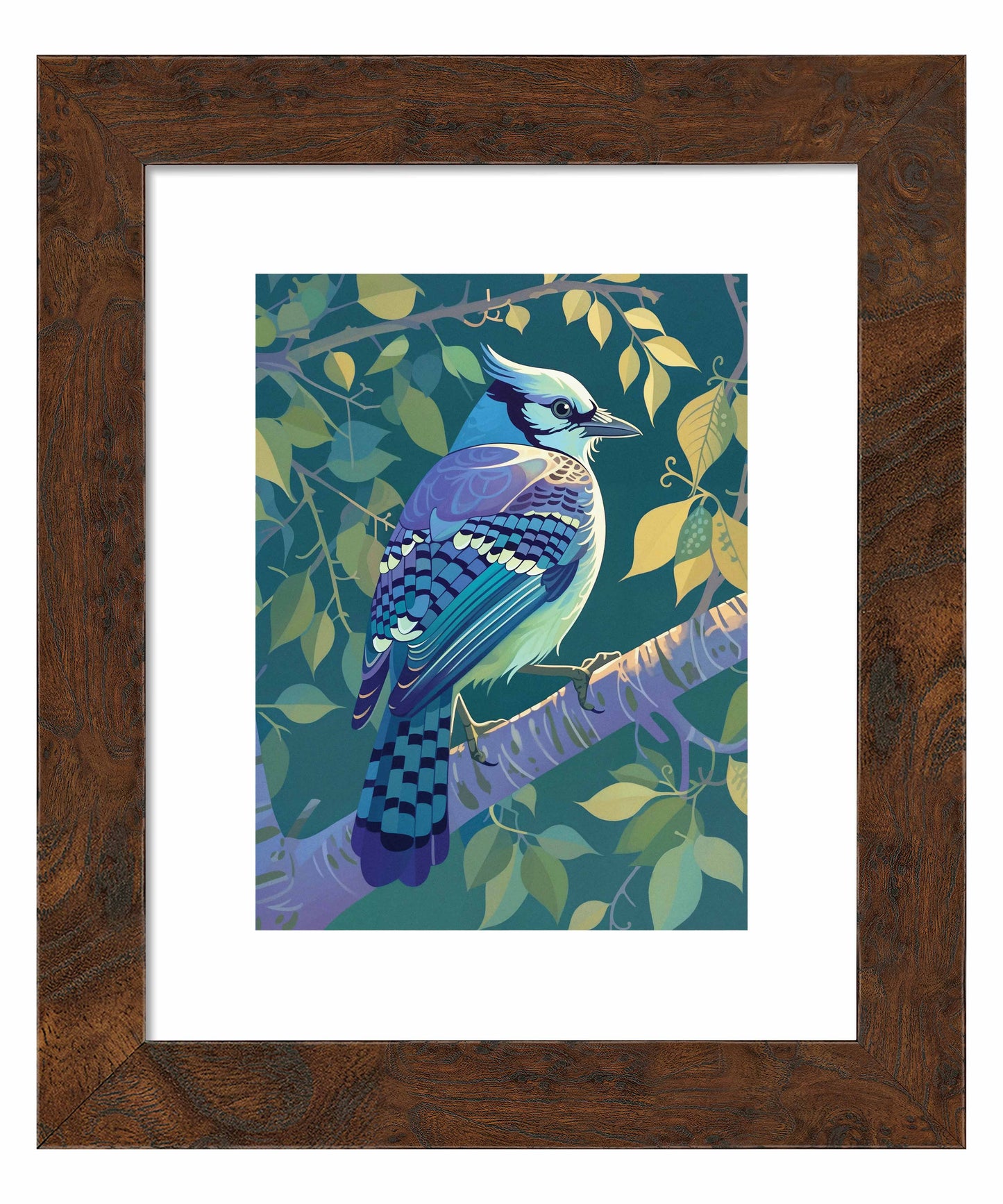 Morning Radiance - Blue Jay in Lush Foliage - Art Prints