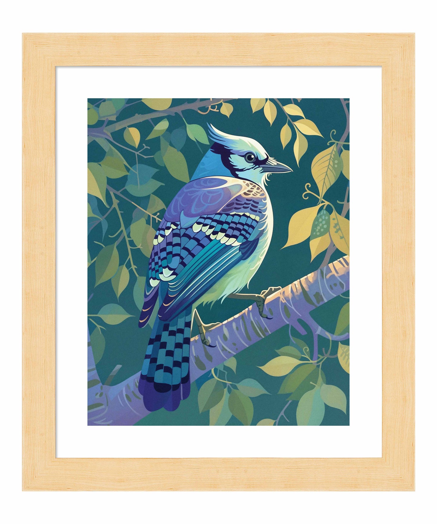 Morning Radiance - Blue Jay in Lush Foliage - Art Prints