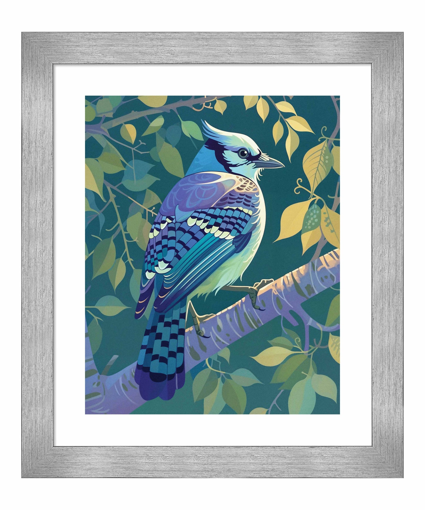 Morning Radiance - Blue Jay in Lush Foliage - Art Prints