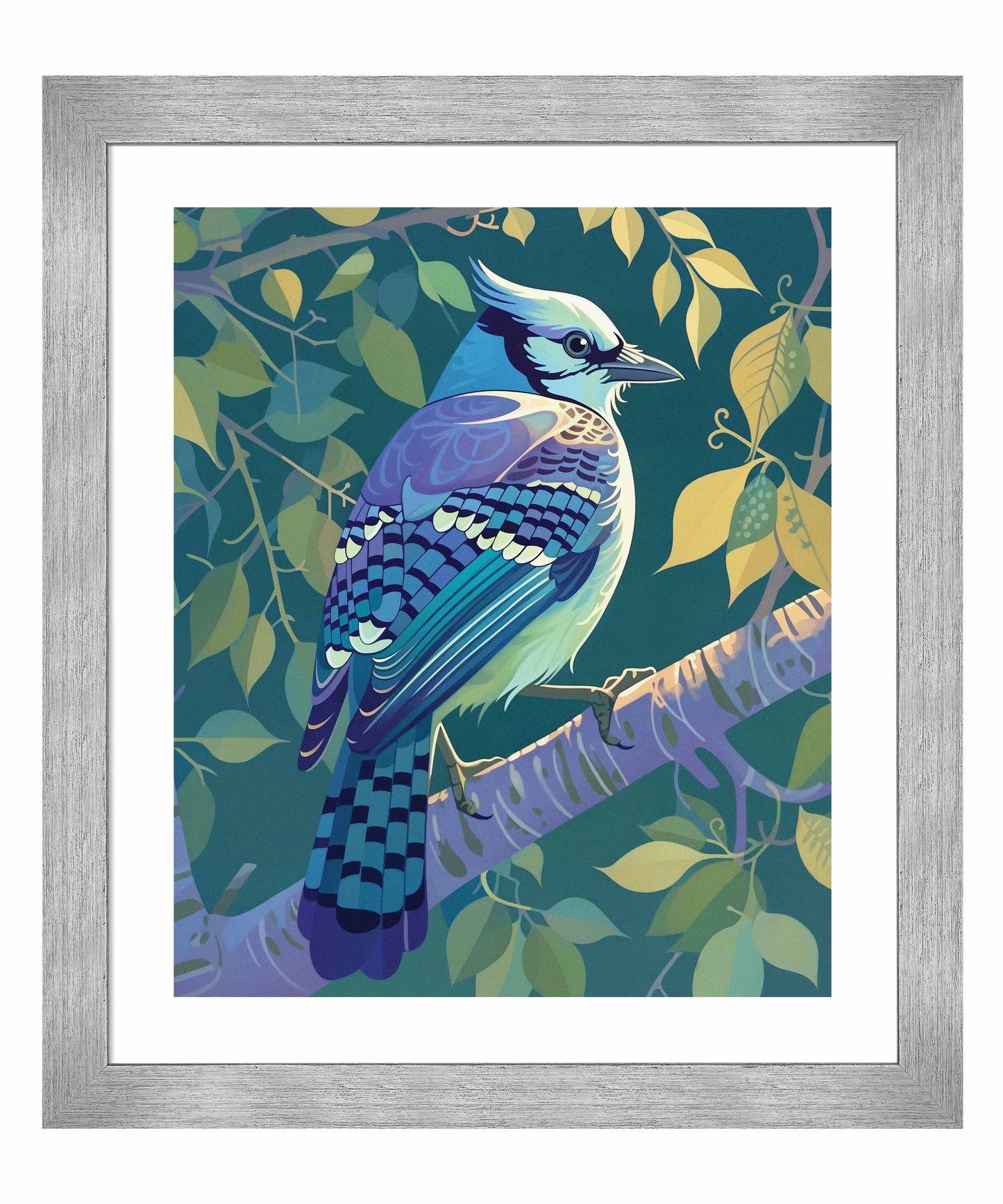 Morning Radiance - Blue Jay in Lush Foliage - Art Prints