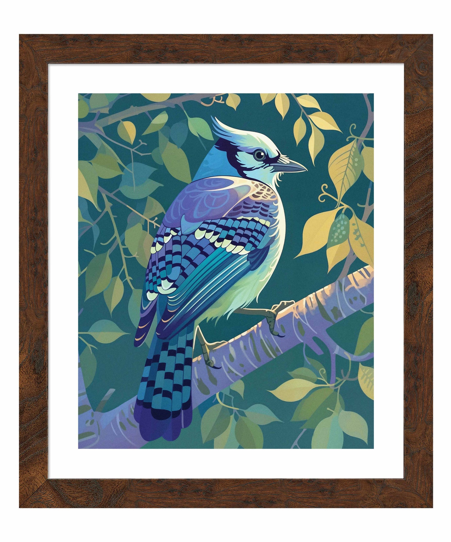 Morning Radiance - Blue Jay in Lush Foliage - Art Prints