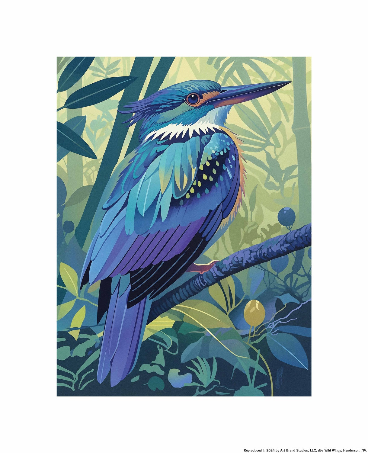 Tropical Splendor - Kingfisher in Lush Jungle - Art Prints