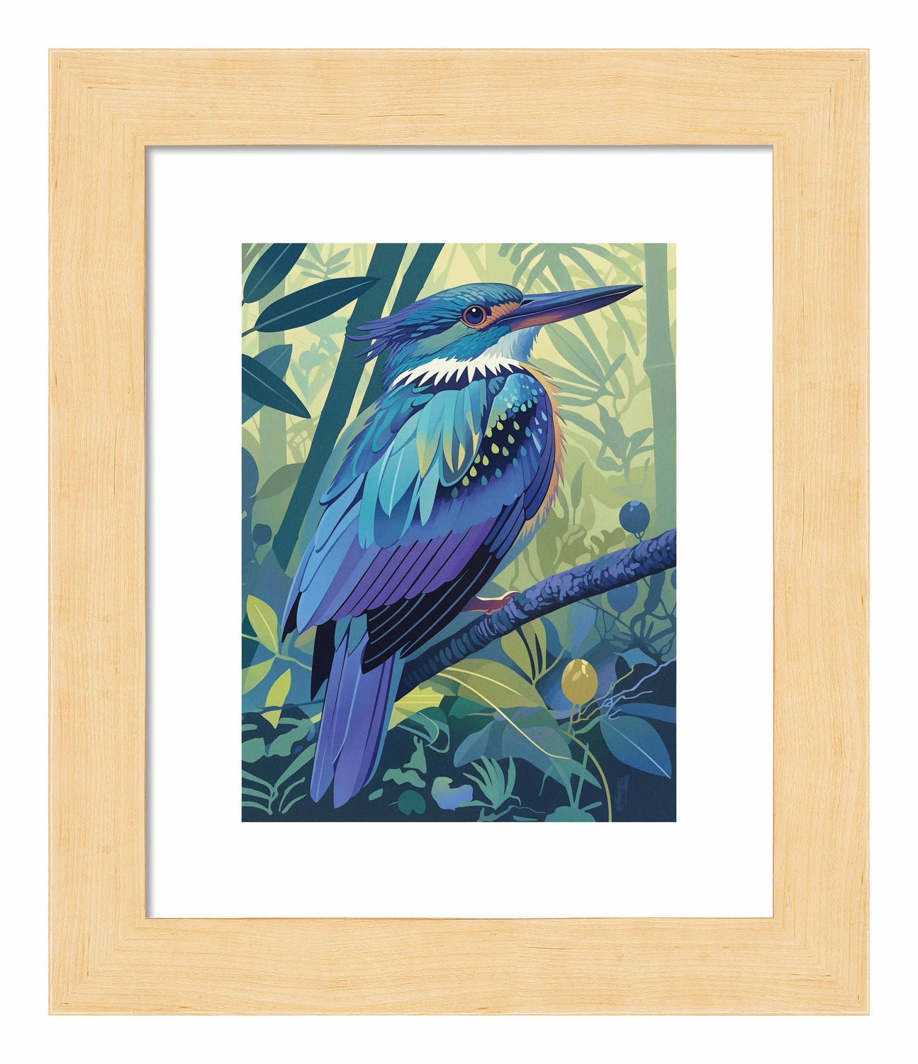 Tropical Splendor - Kingfisher in Lush Jungle - Art Prints