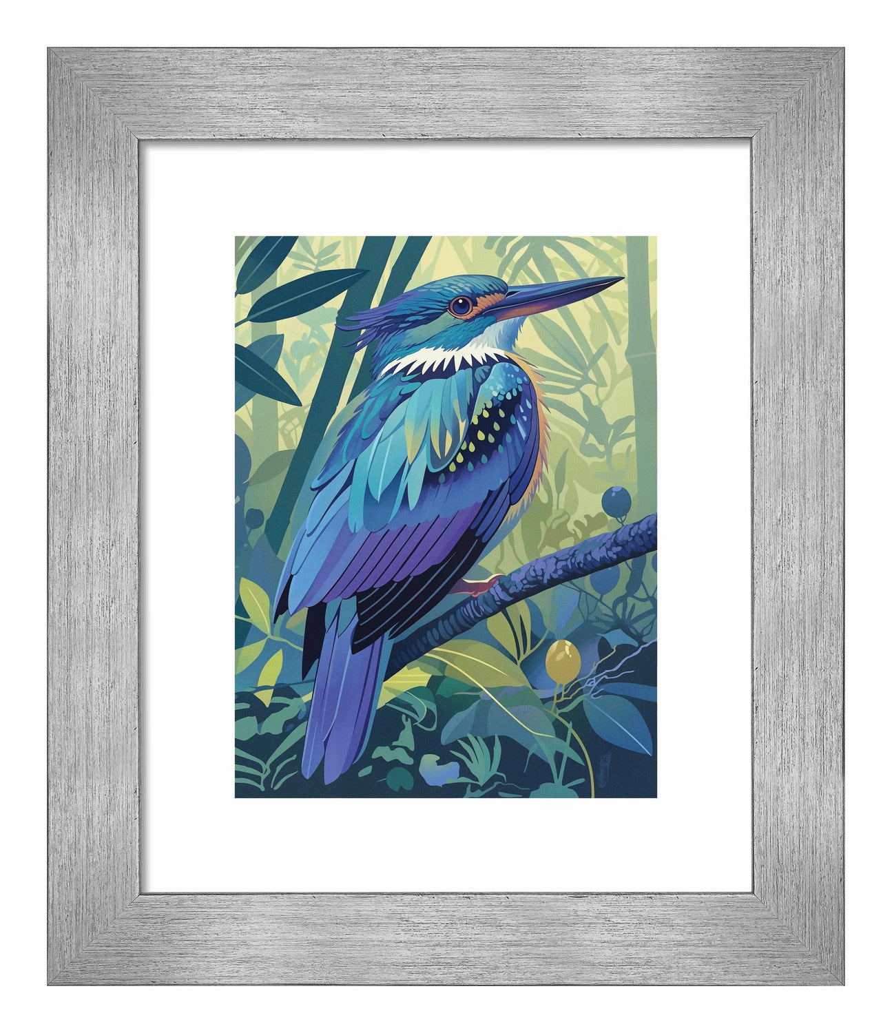 Tropical Splendor - Kingfisher in Lush Jungle - Art Prints