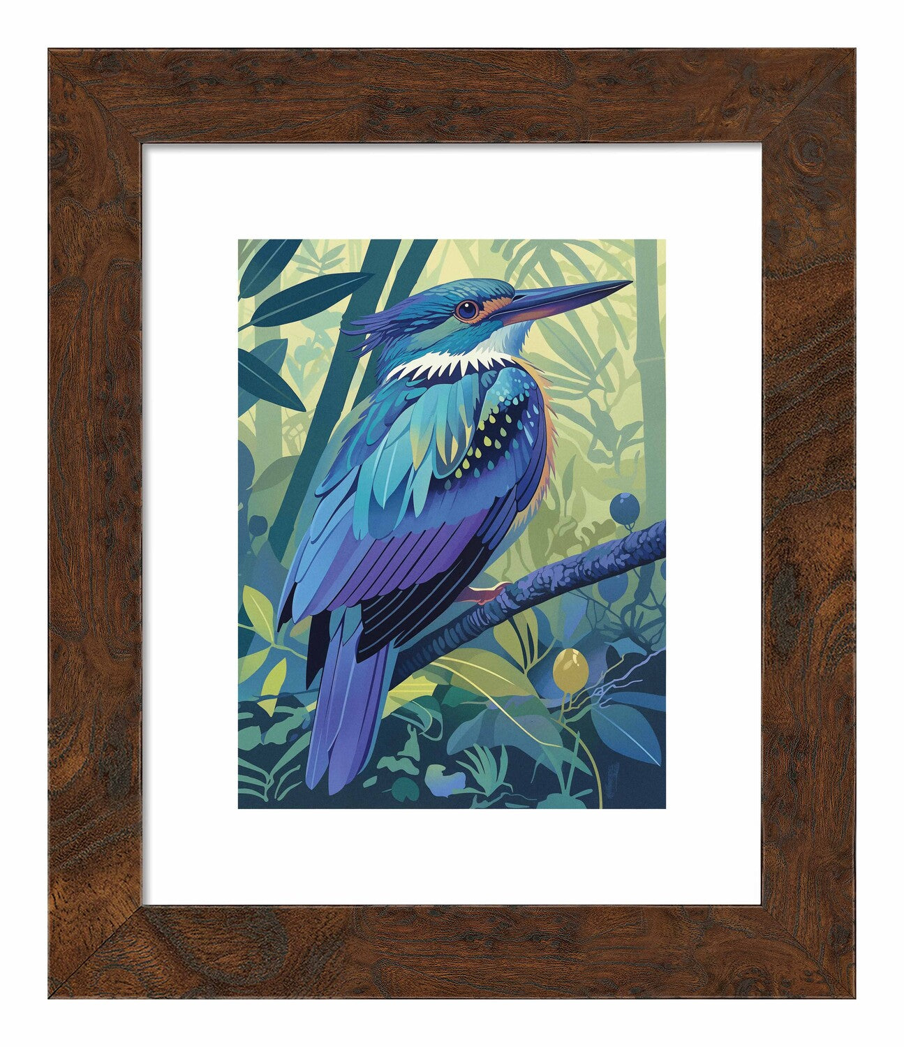 Tropical Splendor - Kingfisher in Lush Jungle - Art Prints
