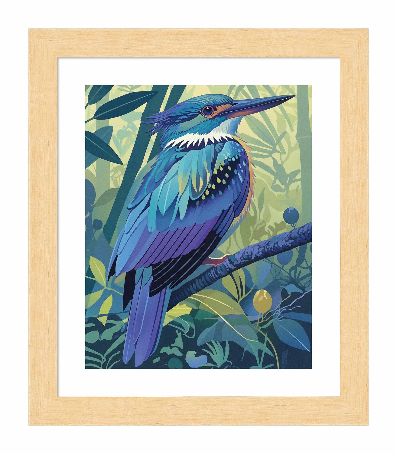Tropical Splendor - Kingfisher in Lush Jungle - Art Prints