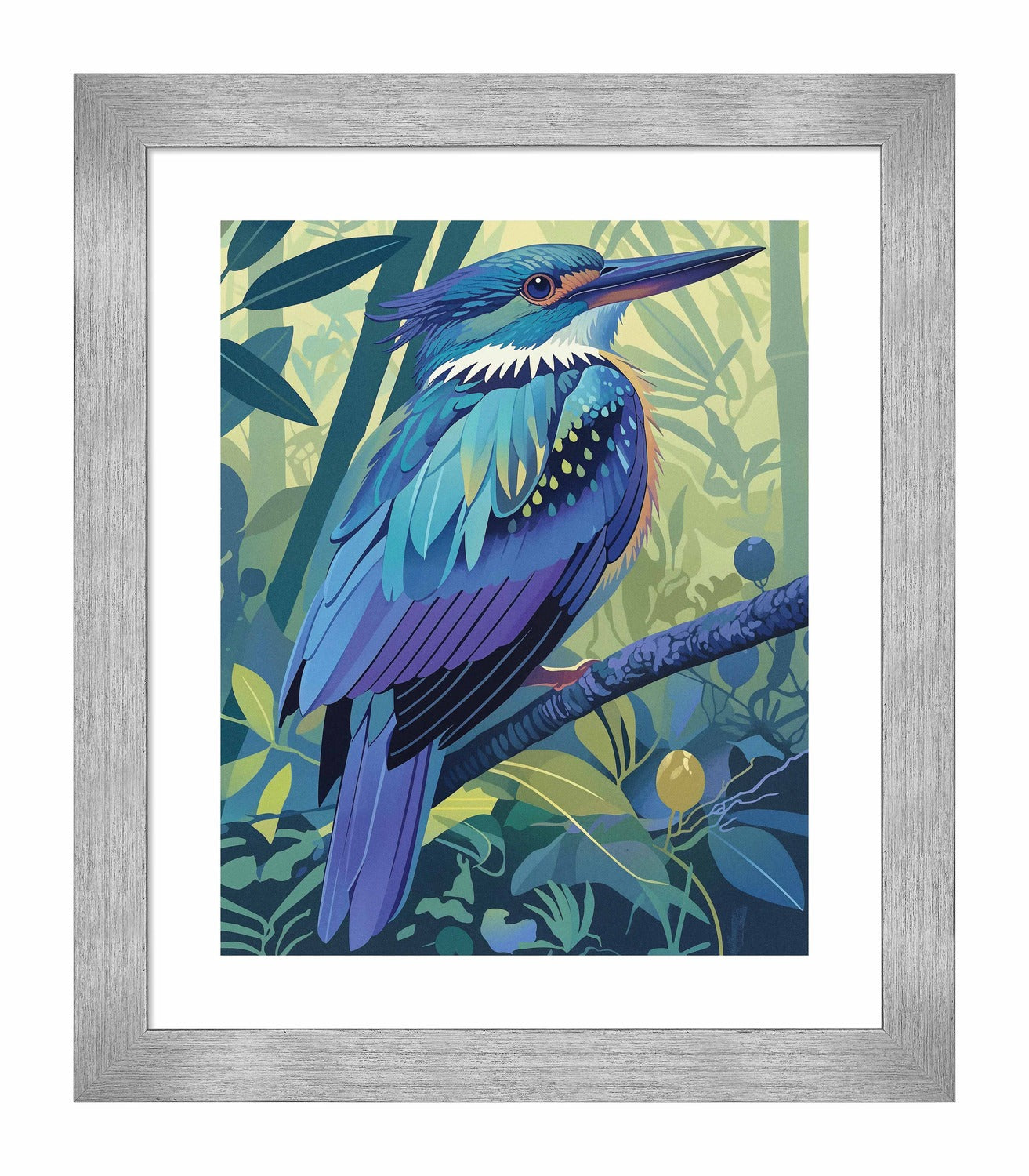 Tropical Splendor - Kingfisher in Lush Jungle - Art Prints