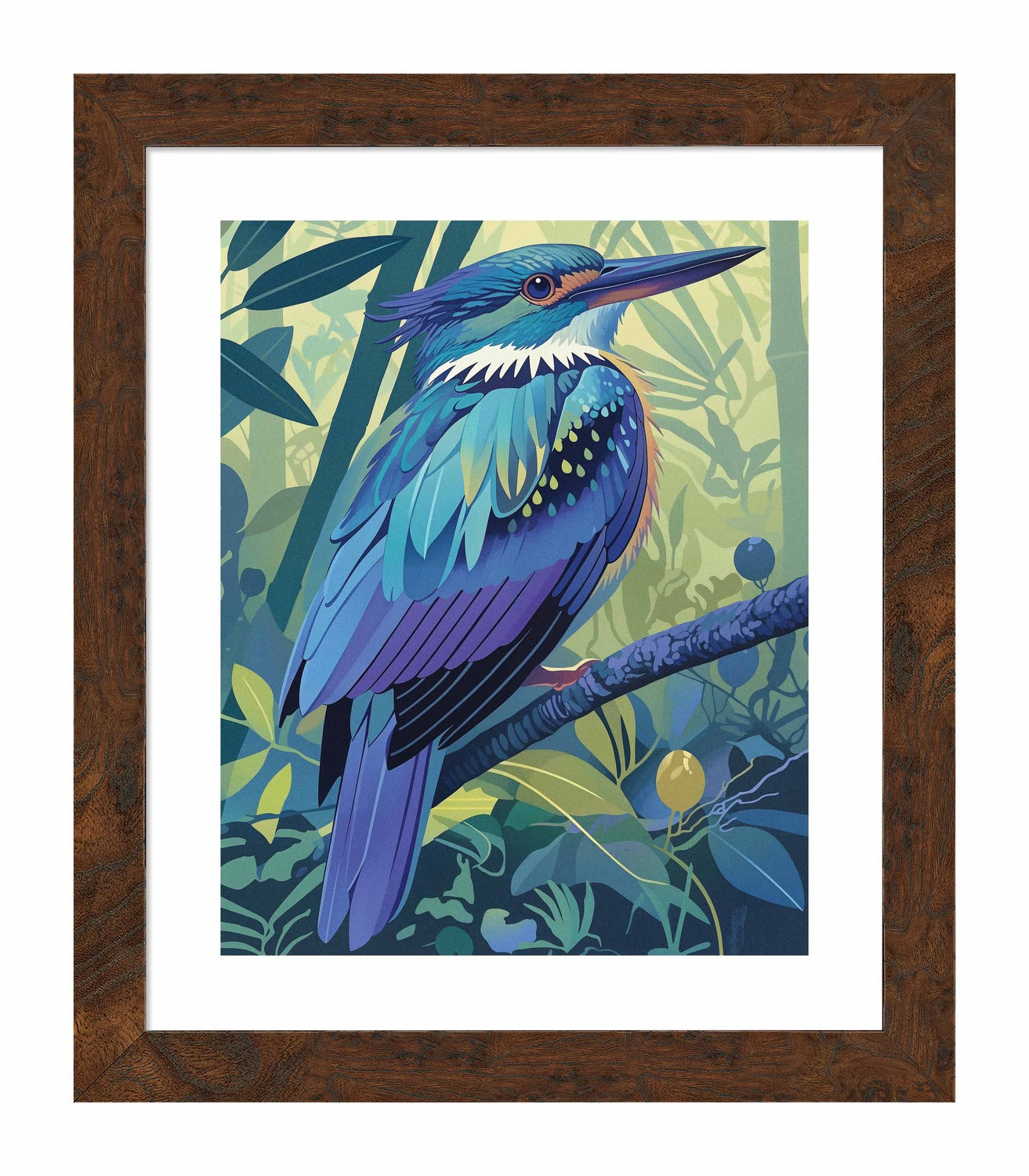 Tropical Splendor - Kingfisher in Lush Jungle - Art Prints