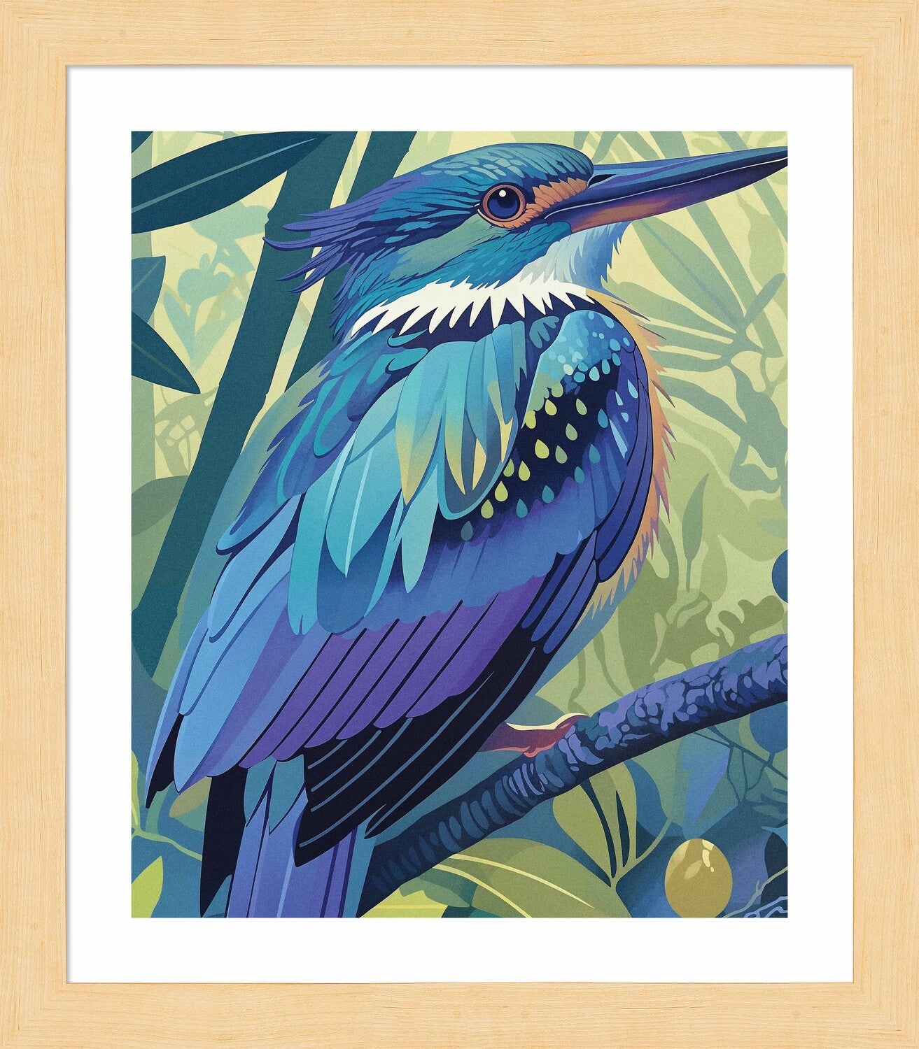 Tropical Splendor - Kingfisher in Lush Jungle - Art Prints