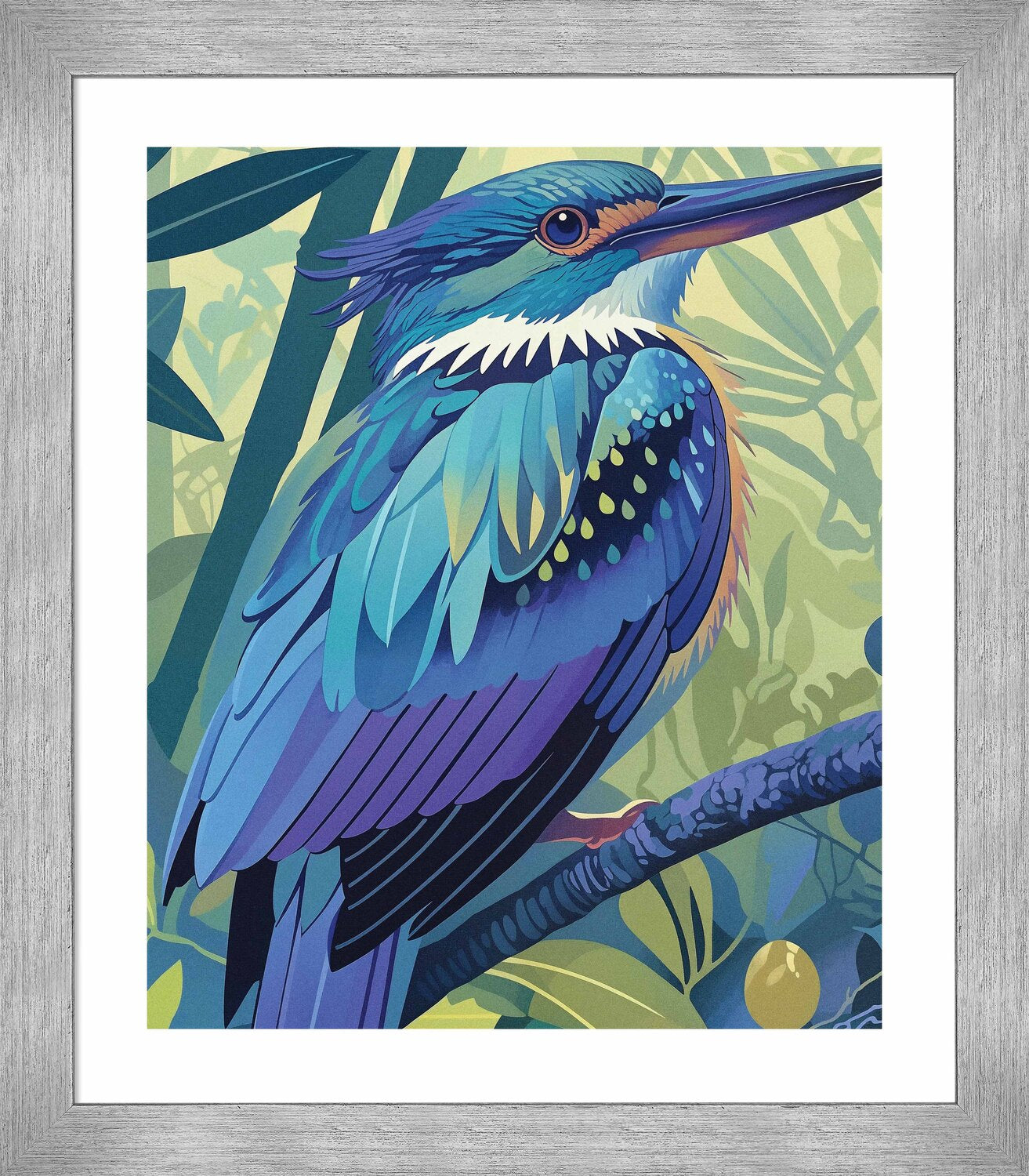 Tropical Splendor - Kingfisher in Lush Jungle - Art Prints