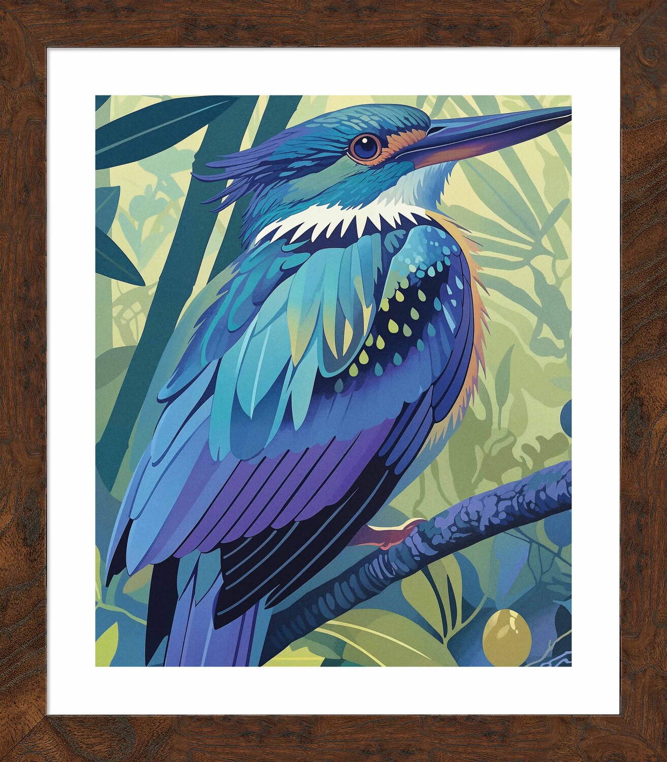 Tropical Splendor - Kingfisher in Lush Jungle - Art Prints