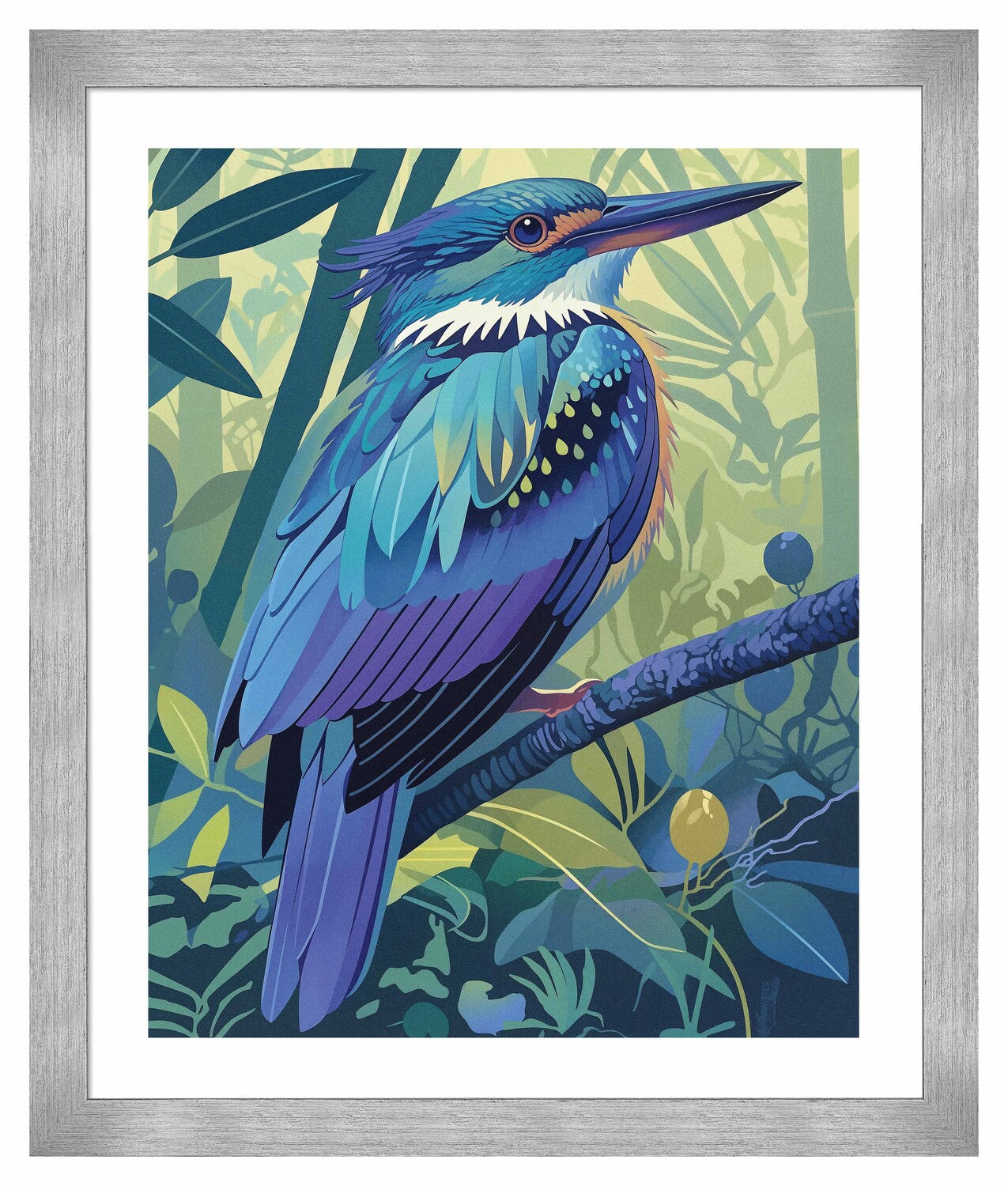 Tropical Splendor - Kingfisher in Lush Jungle - Art Prints