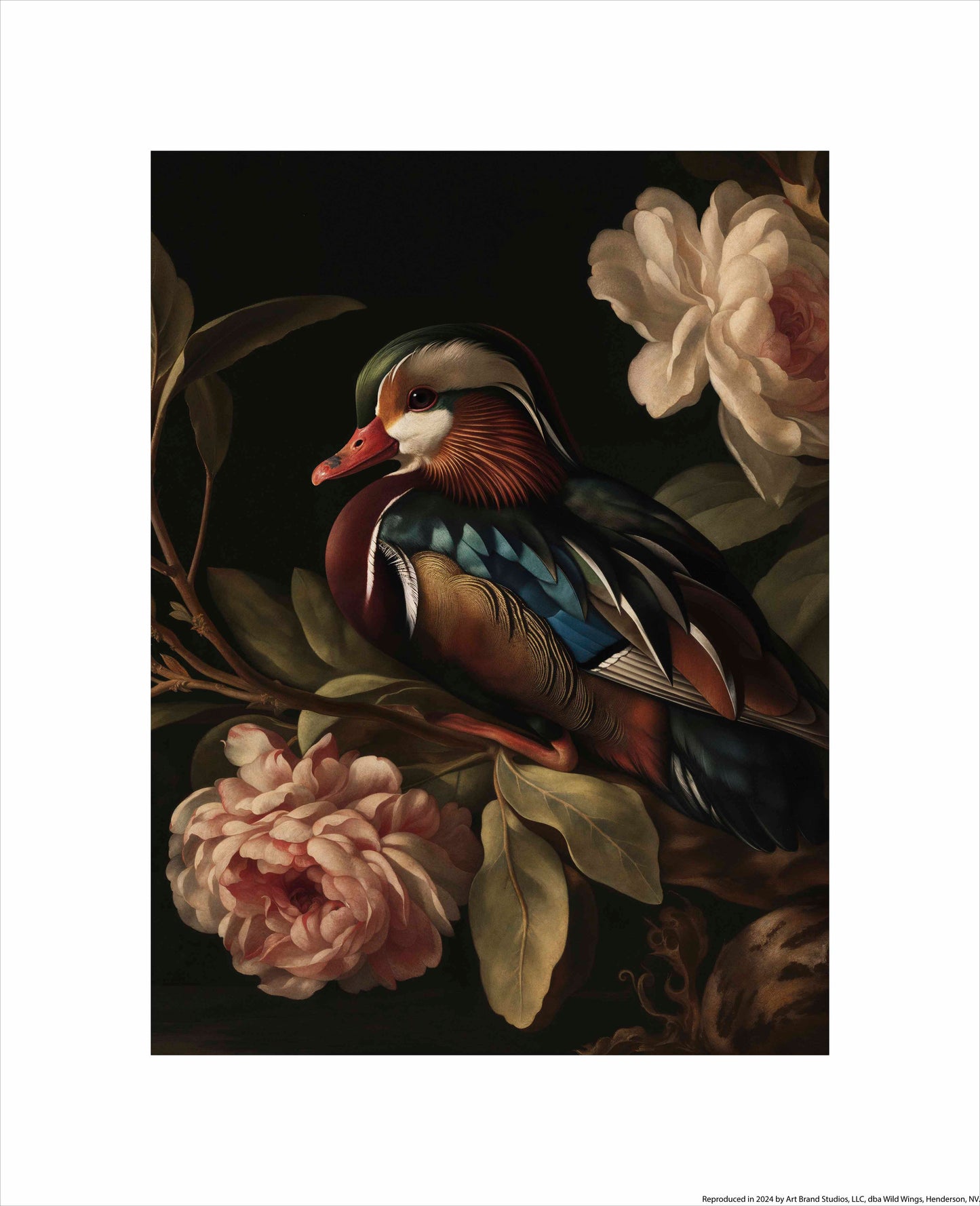 Opulent Harmony - Wood Duck with Blossoms - Art Prints