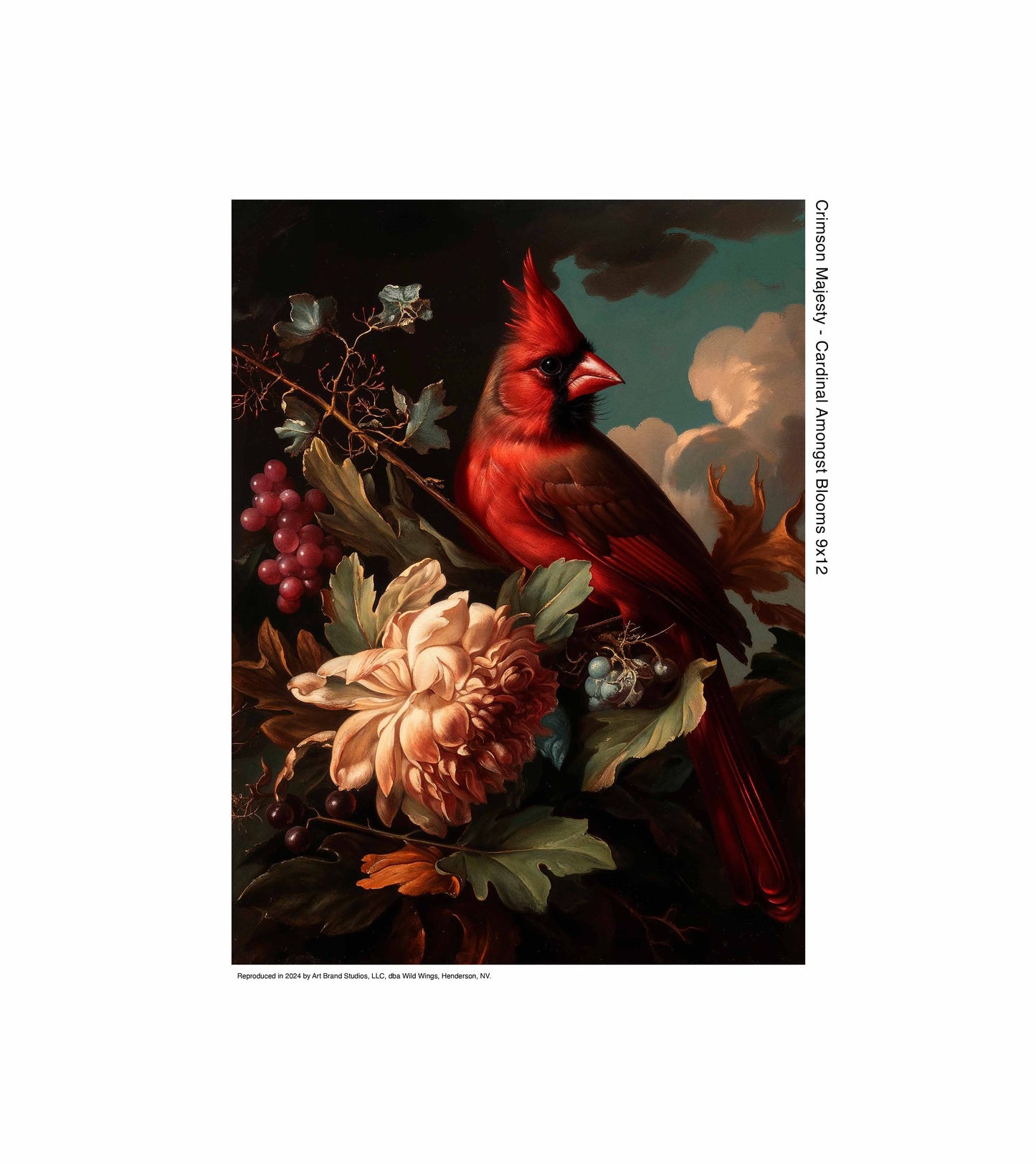 Crimson Majesty - Cardinal Amongst Blooms - Limited Edition Canvas