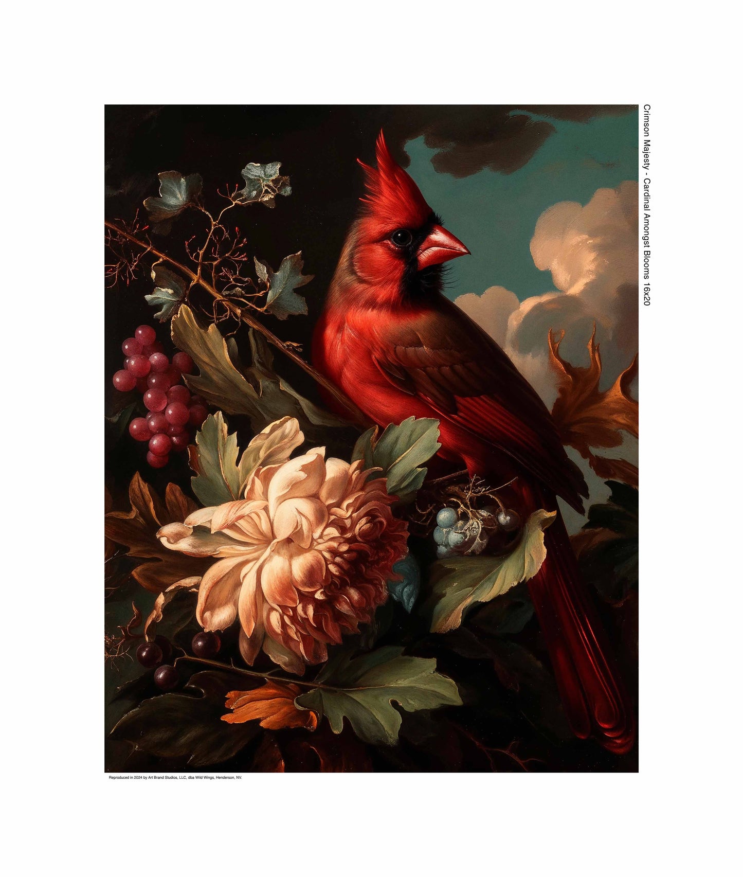Crimson Majesty - Cardinal Amongst Blooms - Limited Edition Canvas