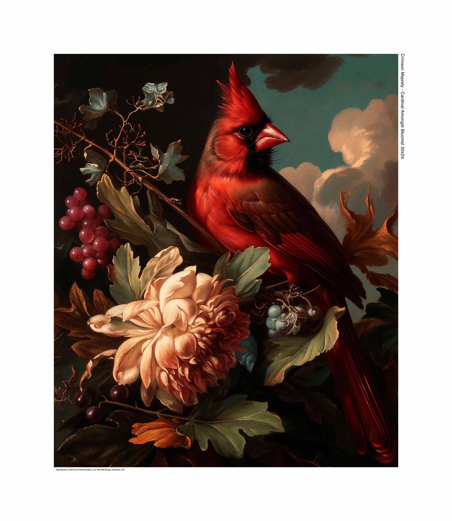 Crimson Majesty - Cardinal Amongst Blooms - Limited Edition Canvas