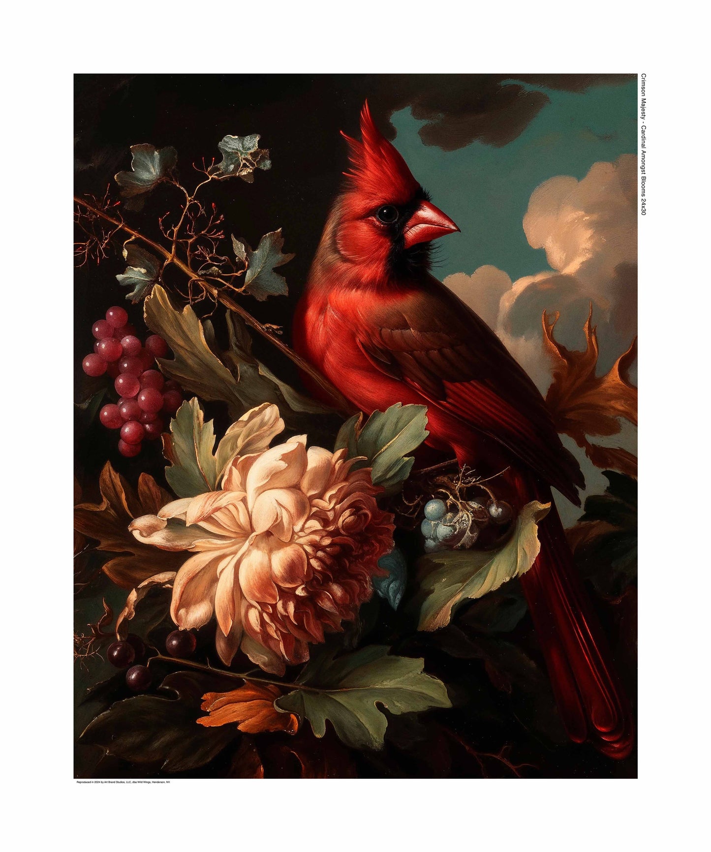 Crimson Majesty - Cardinal Amongst Blooms - Limited Edition Canvas