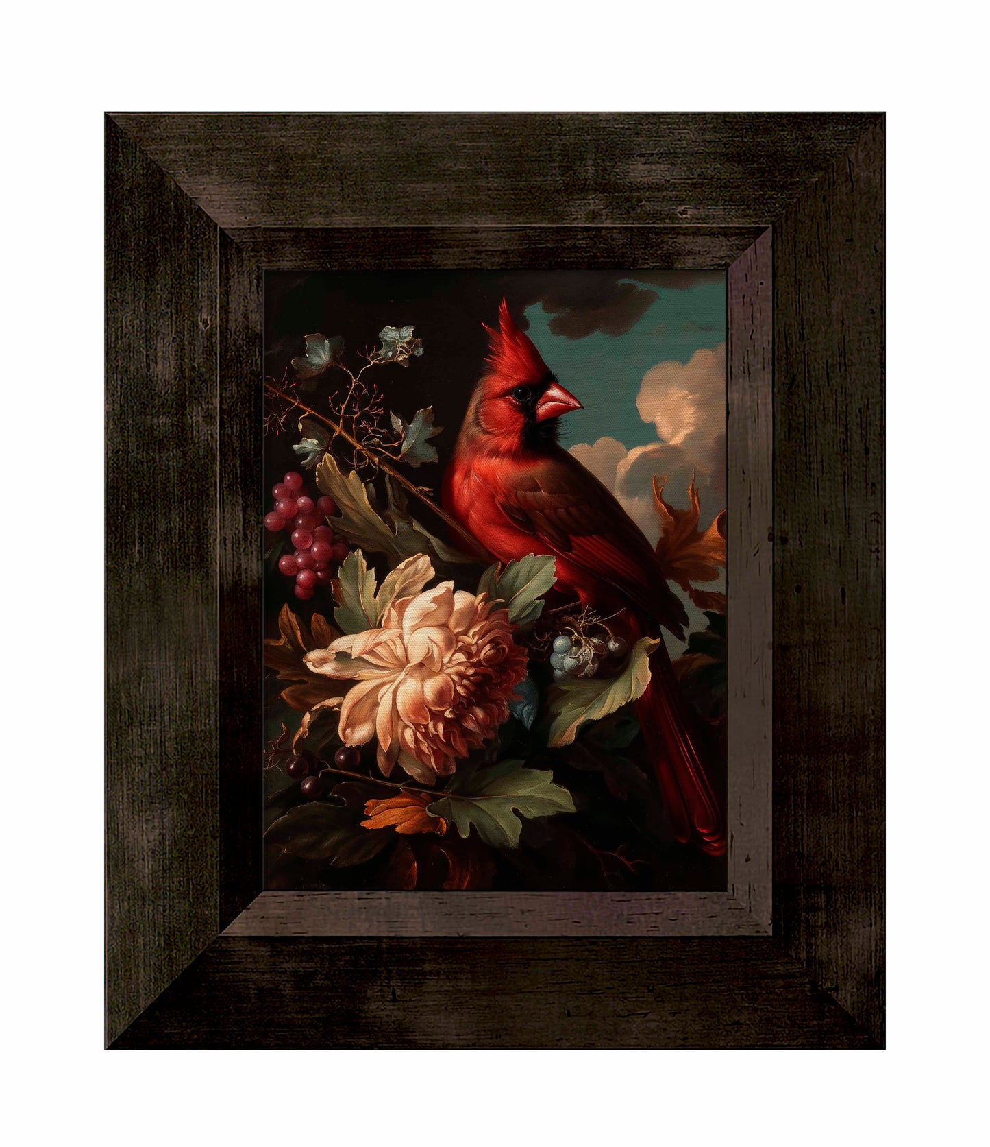 Crimson Majesty - Cardinal Amongst Blooms - Limited Edition Canvas