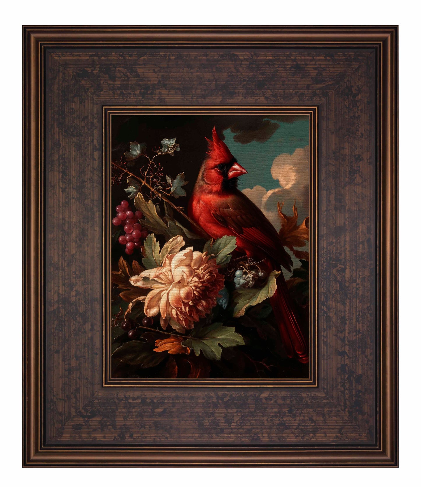 Crimson Majesty - Cardinal Amongst Blooms - Limited Edition Canvas