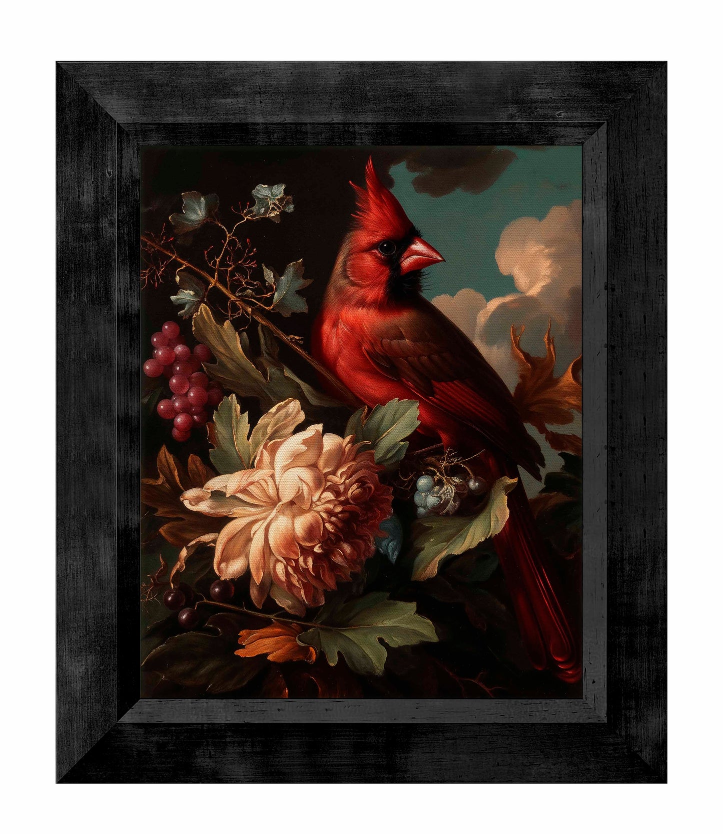 Crimson Majesty - Cardinal Amongst Blooms - Limited Edition Canvas